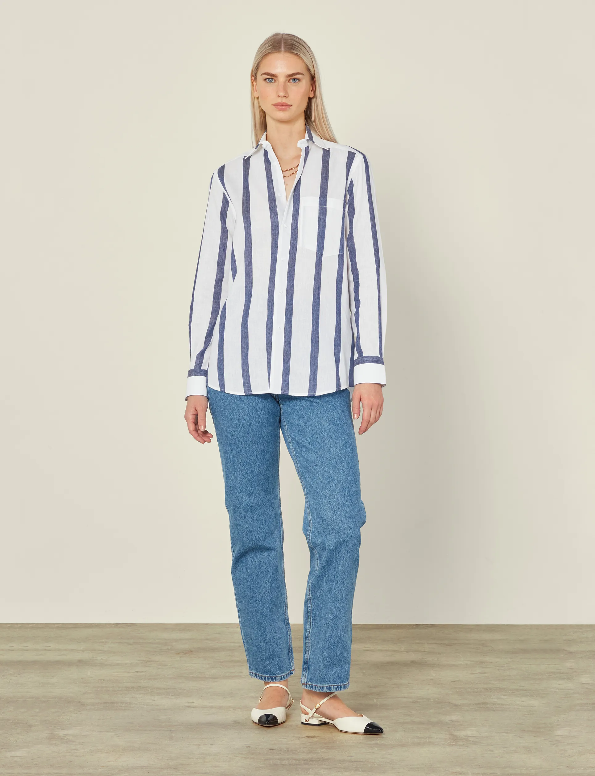 The Boyfriend: Weave, Navy Blue Stripe sold by With Nothing Underneath product image thumbnail 3