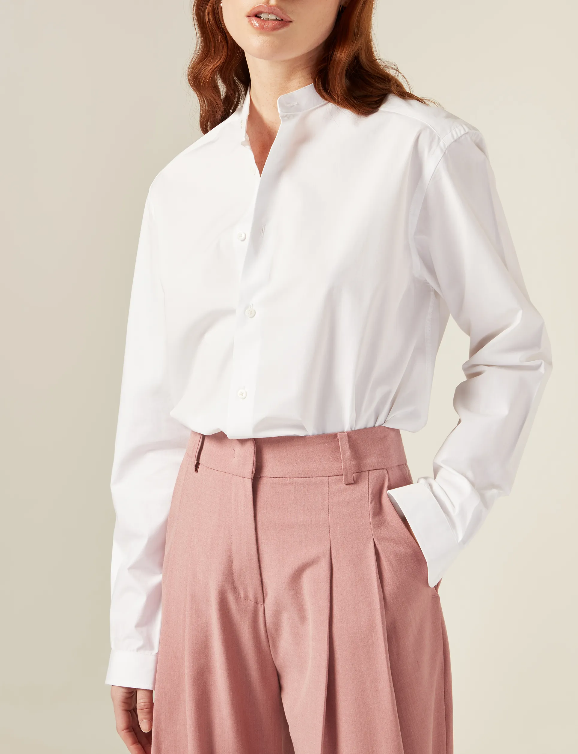 The Girlfriend Collarless: Poplin, White sold by With Nothing Underneath product image thumbnail 2