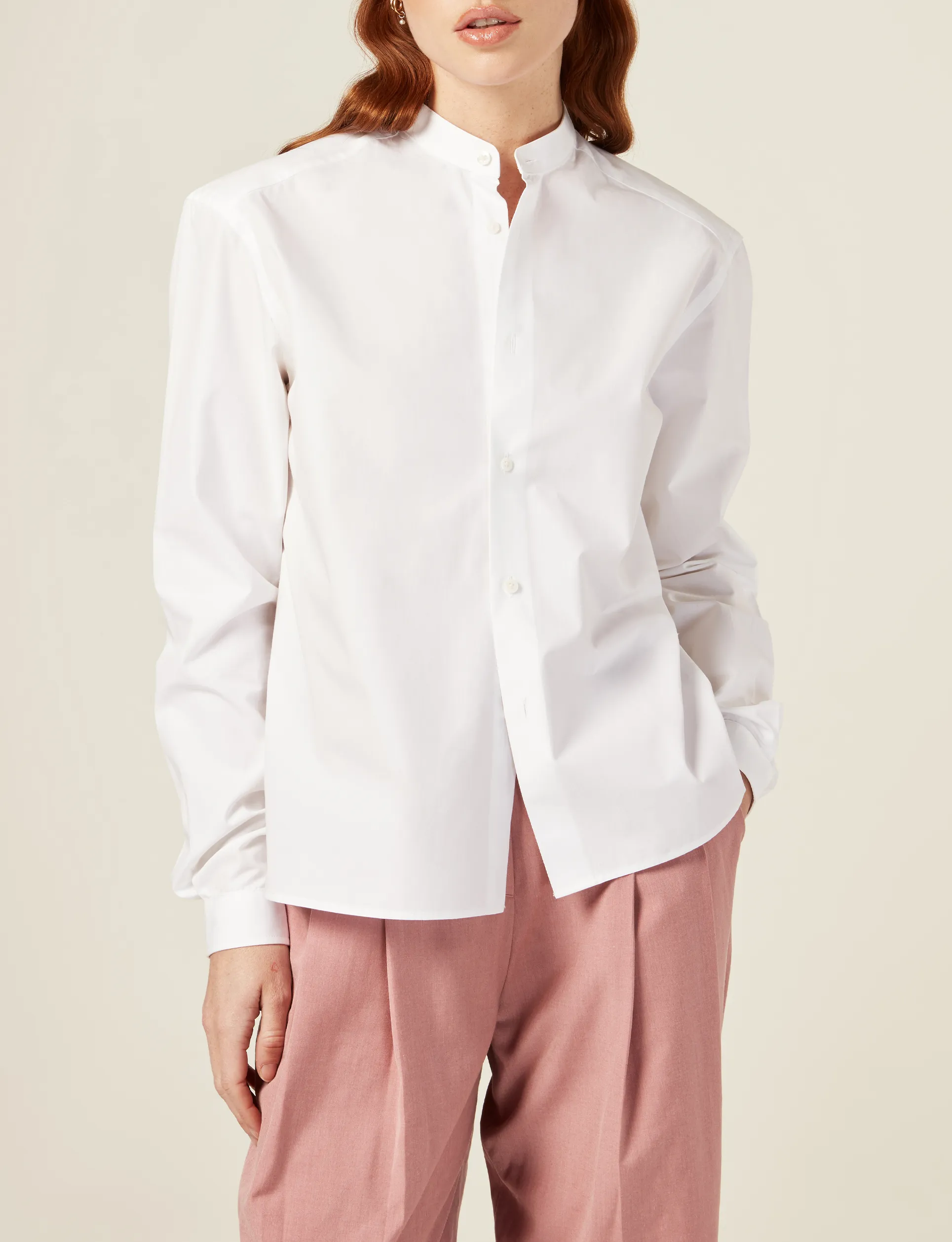 The Girlfriend Collarless: Poplin, White sold by With Nothing Underneath
