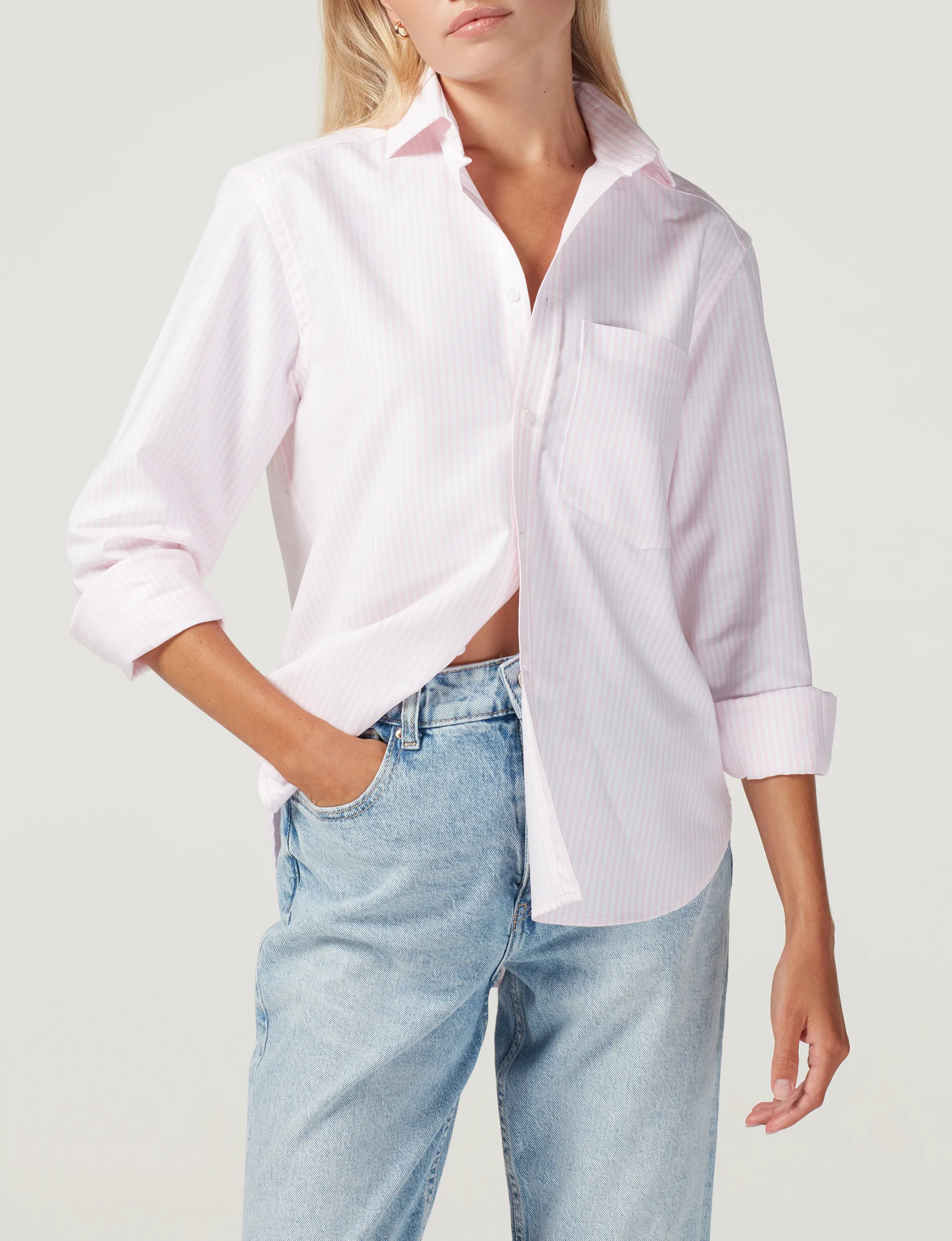 The Classic: Oxford, Rose Pink Stripe sold by With Nothing Underneath