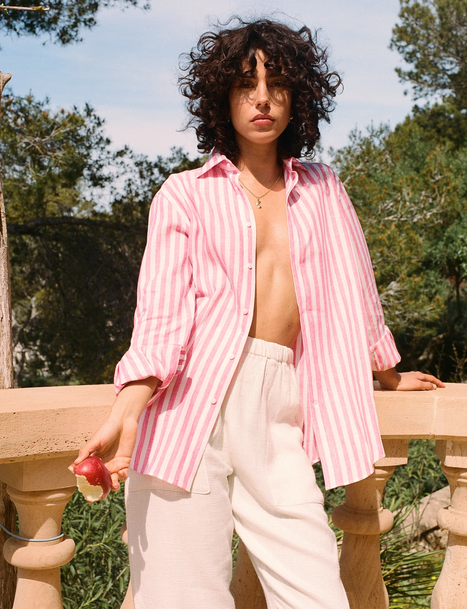 The Boyfriend: Linen, Fuchsia Pink Stripe sold by With Nothing Underneath product image thumbnail 3