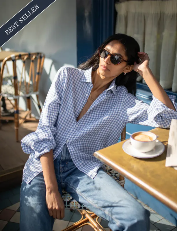 The Classic: Linen, Blue Gingham sold by With Nothing Underneath
