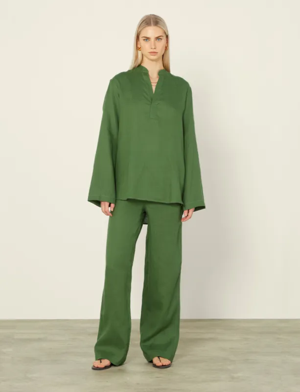 Harrods x WNU The Palazzo Set: Linen, Green sold by With Nothing Underneath