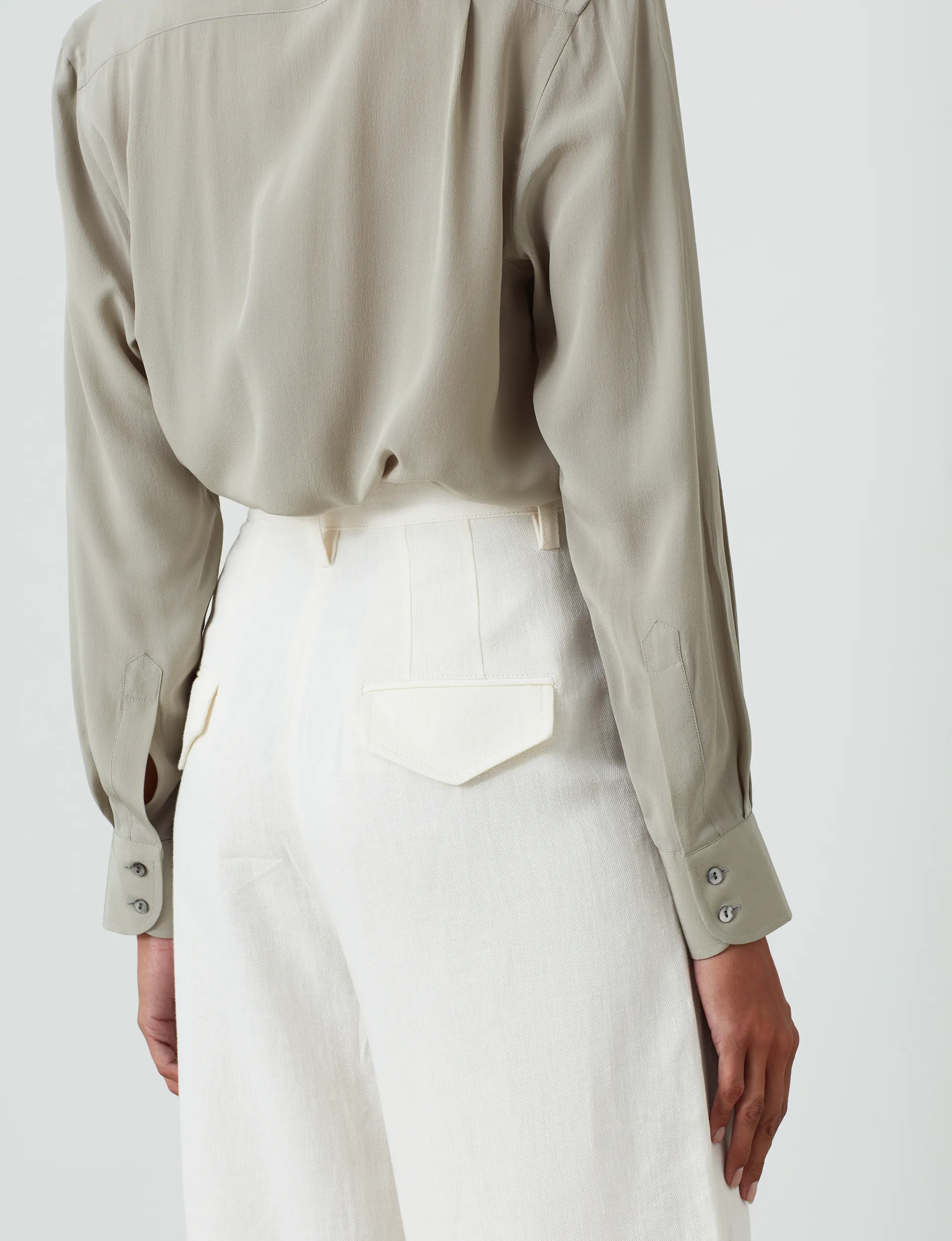 The Boyfriend: Silk Crepe de Chine, Sage sold by With Nothing Underneath product image thumbnail 5