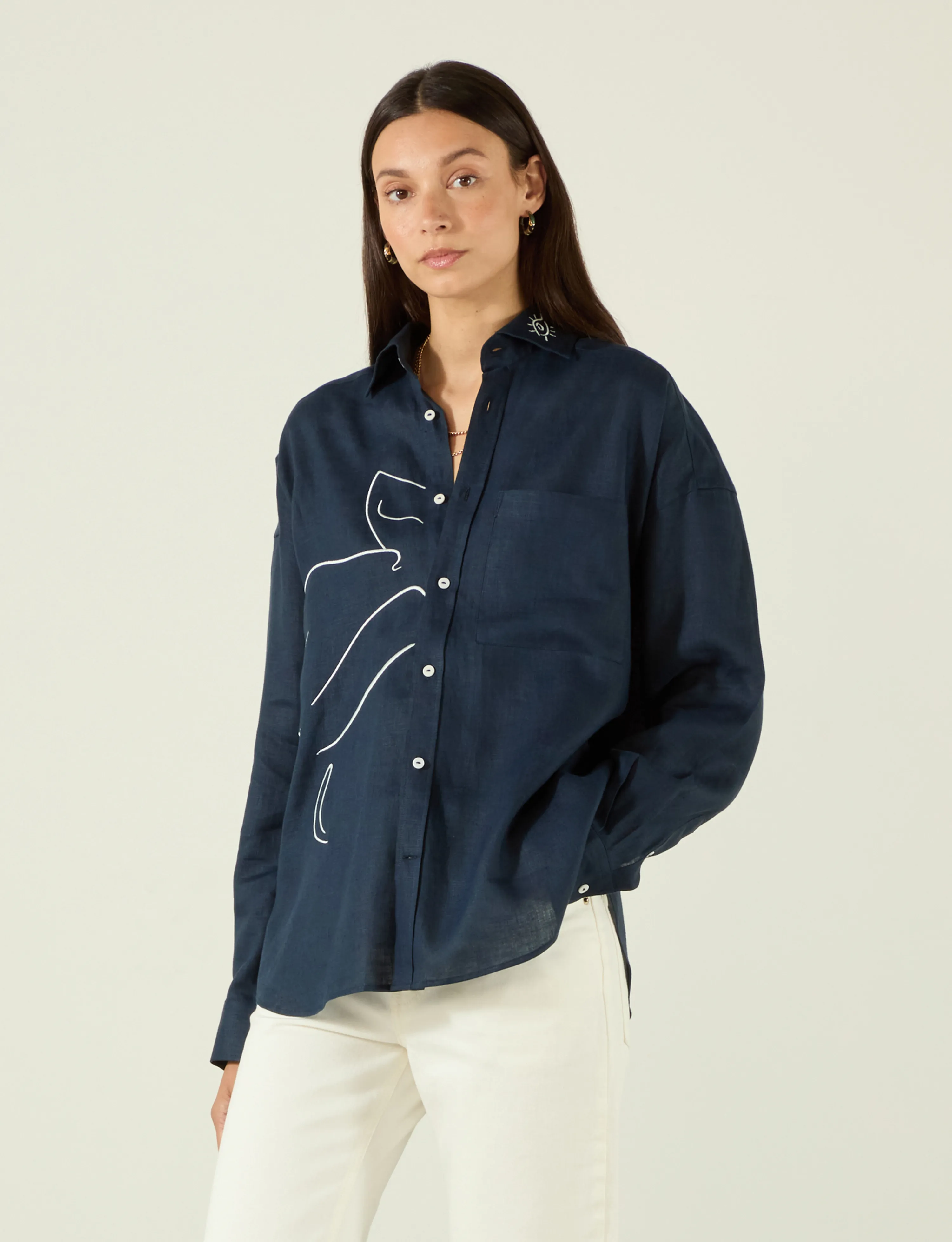 The Weekend: Linen, Navy Blue x Alexandria Coe sold by With Nothing Underneath product image thumbnail 2