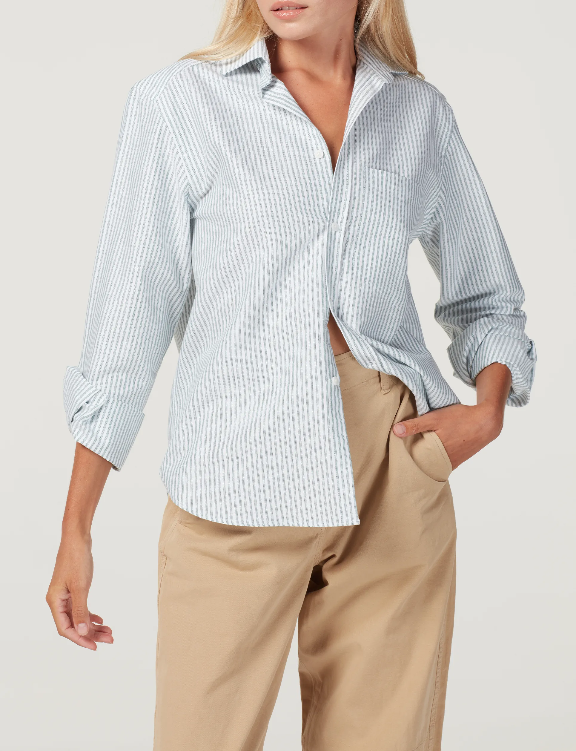 The Classic: Oxford, Hunter Green Stripe sold by With Nothing Underneath product image thumbnail 4