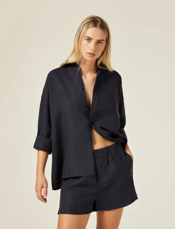 The Boxer: Hemp, Navy Blue sold by With Nothing Underneath