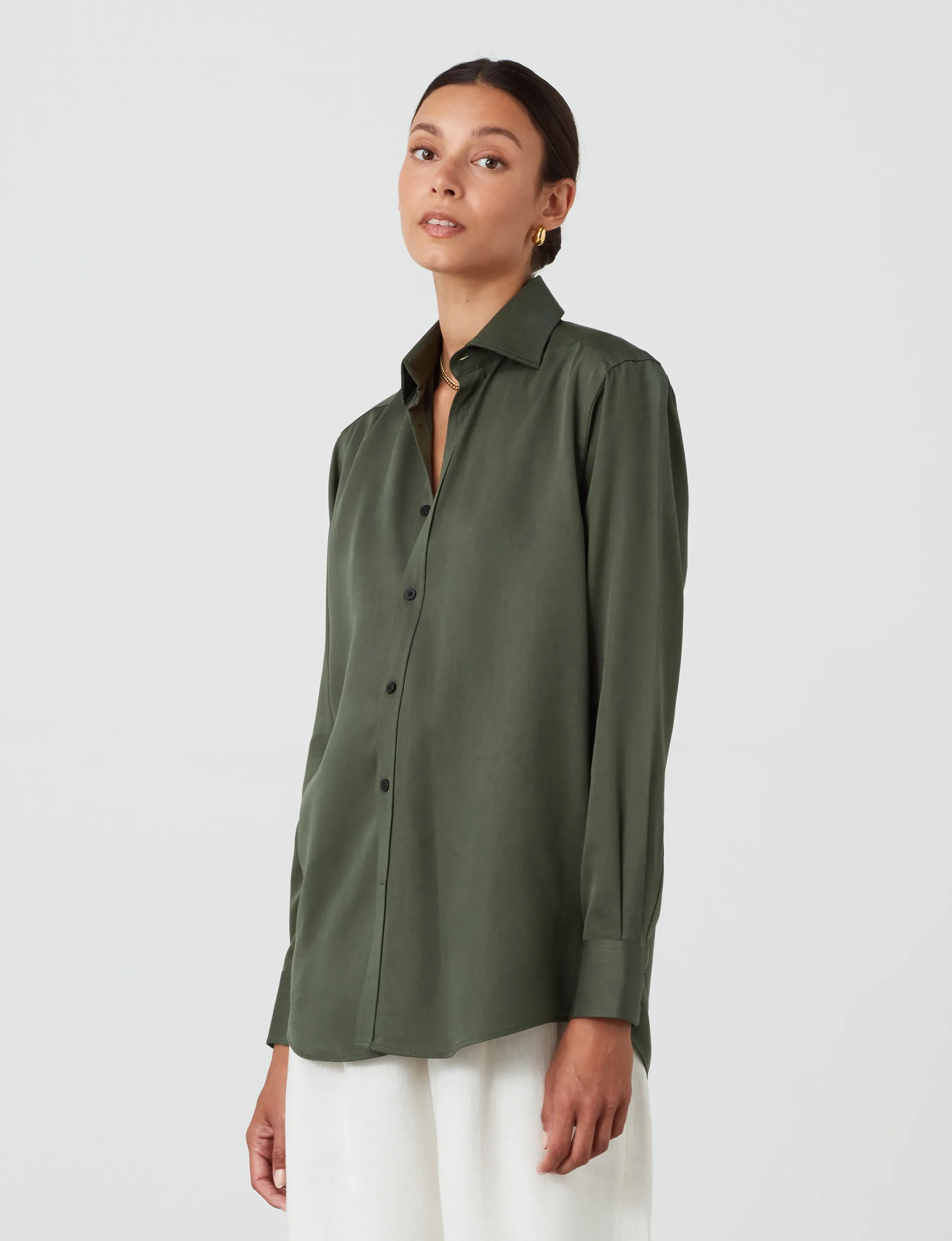 The Boyfriend: TENCEL™ Lyocell, Khaki sold by With Nothing Underneath product image thumbnail 2