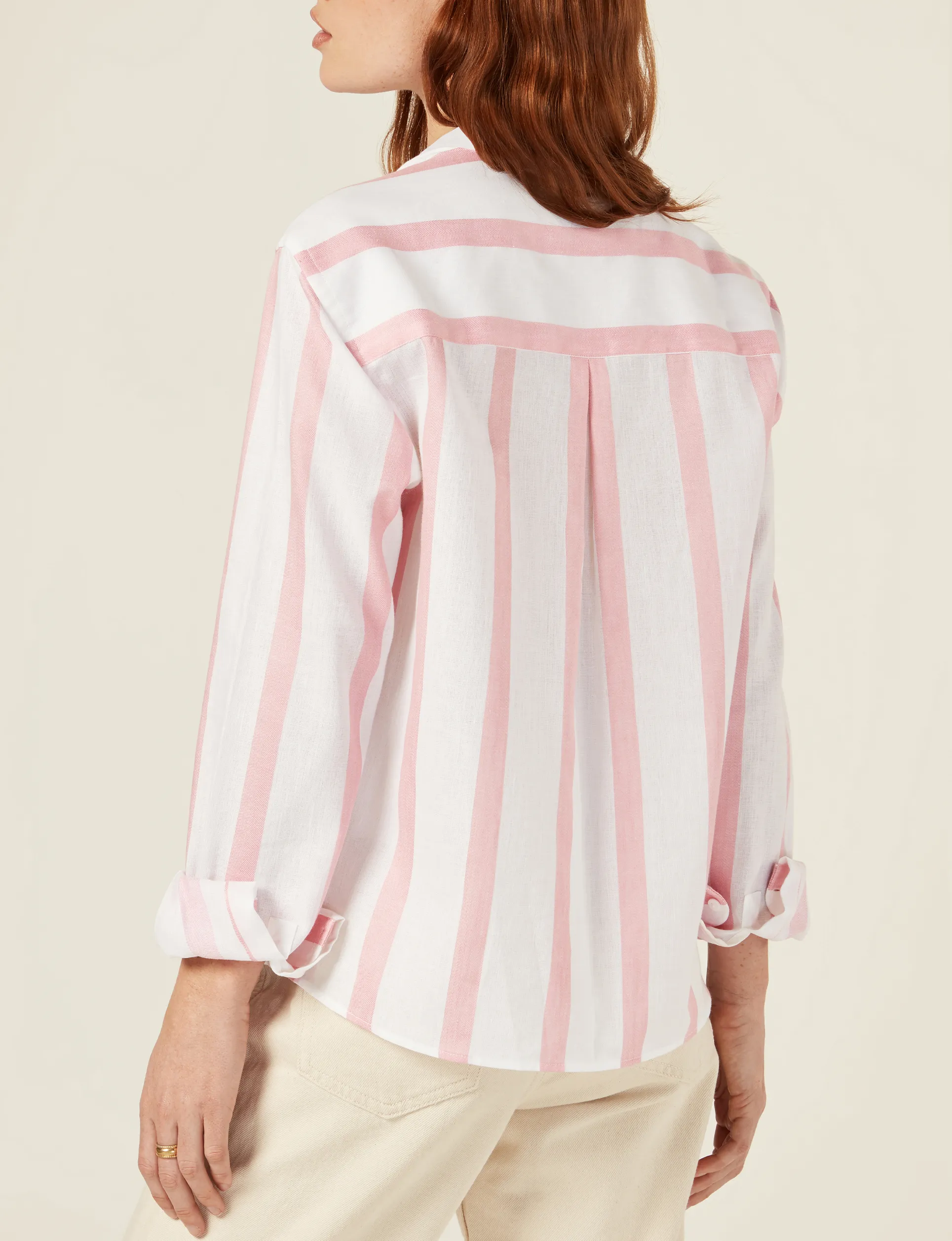 The Girlfriend Collarless: Weave, Grapefruit Pink Stripe sold by With Nothing Underneath product image thumbnail 3