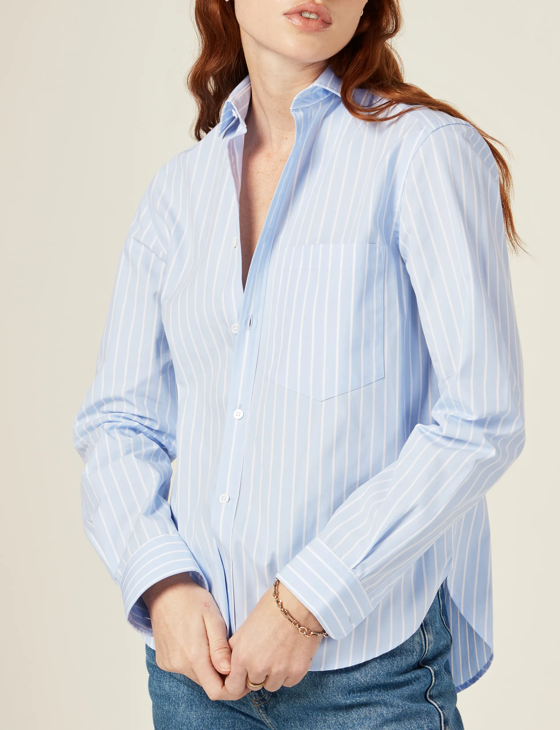 The Classic: Poplin, Morning Blue Stripe sold by With Nothing Underneath product image thumbnail 4