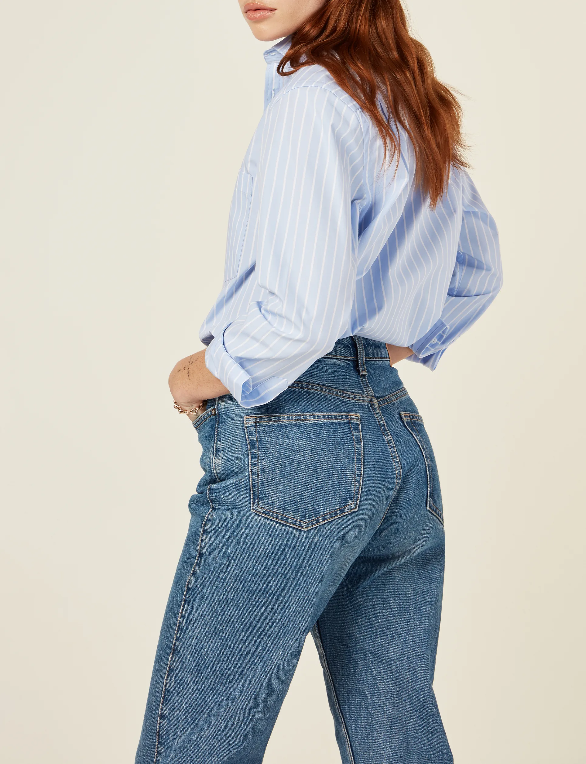 The Classic: Poplin, Morning Blue Stripe sold by With Nothing Underneath product image thumbnail 3