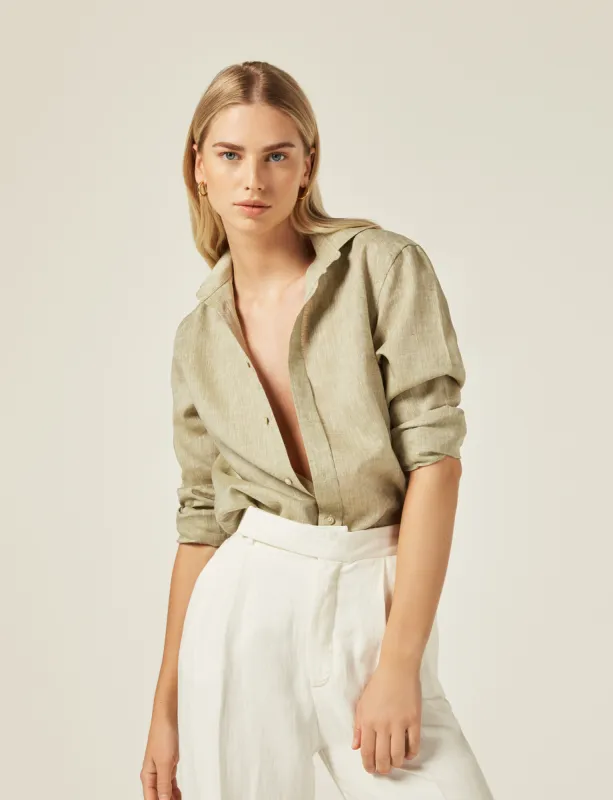 The Boyfriend: Linen, Sage Green sold by With Nothing Underneath