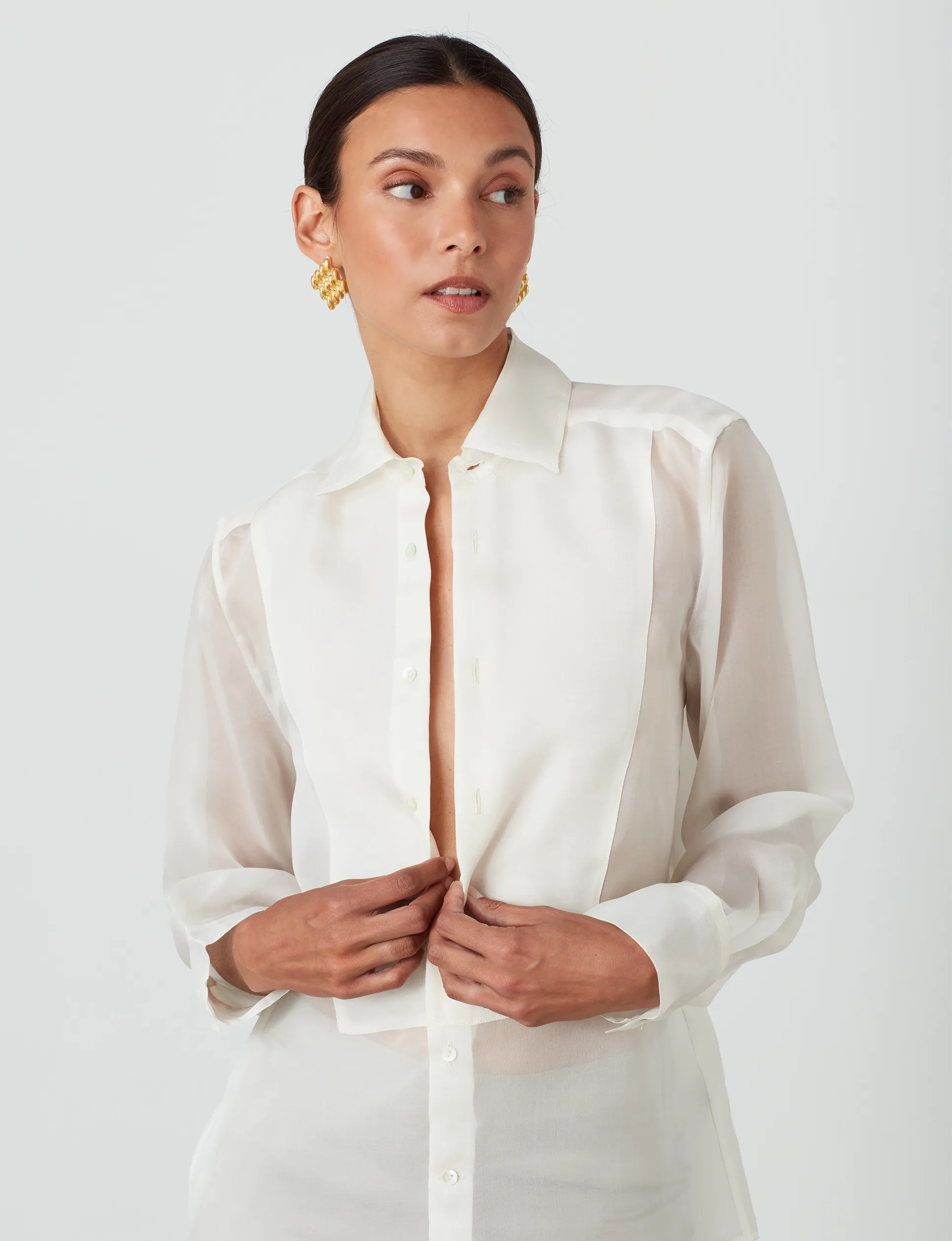 The Dress Shirt: Silk Organza, Ivory sold by With Nothing Underneath product image thumbnail 5