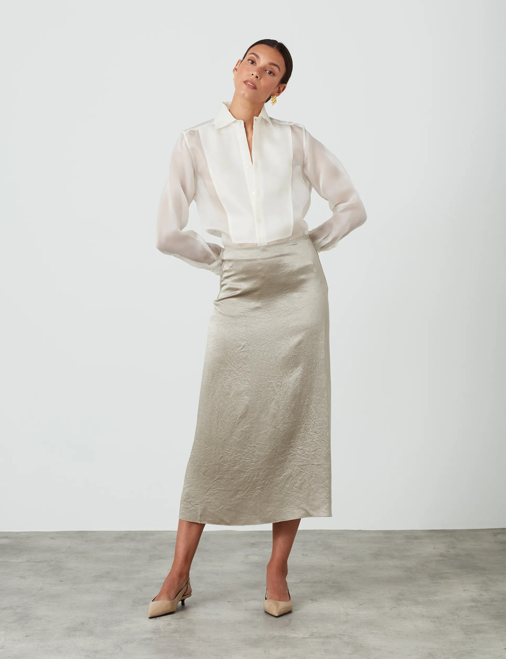 The Dress Shirt: Silk Organza, Ivory sold by With Nothing Underneath product image thumbnail 4