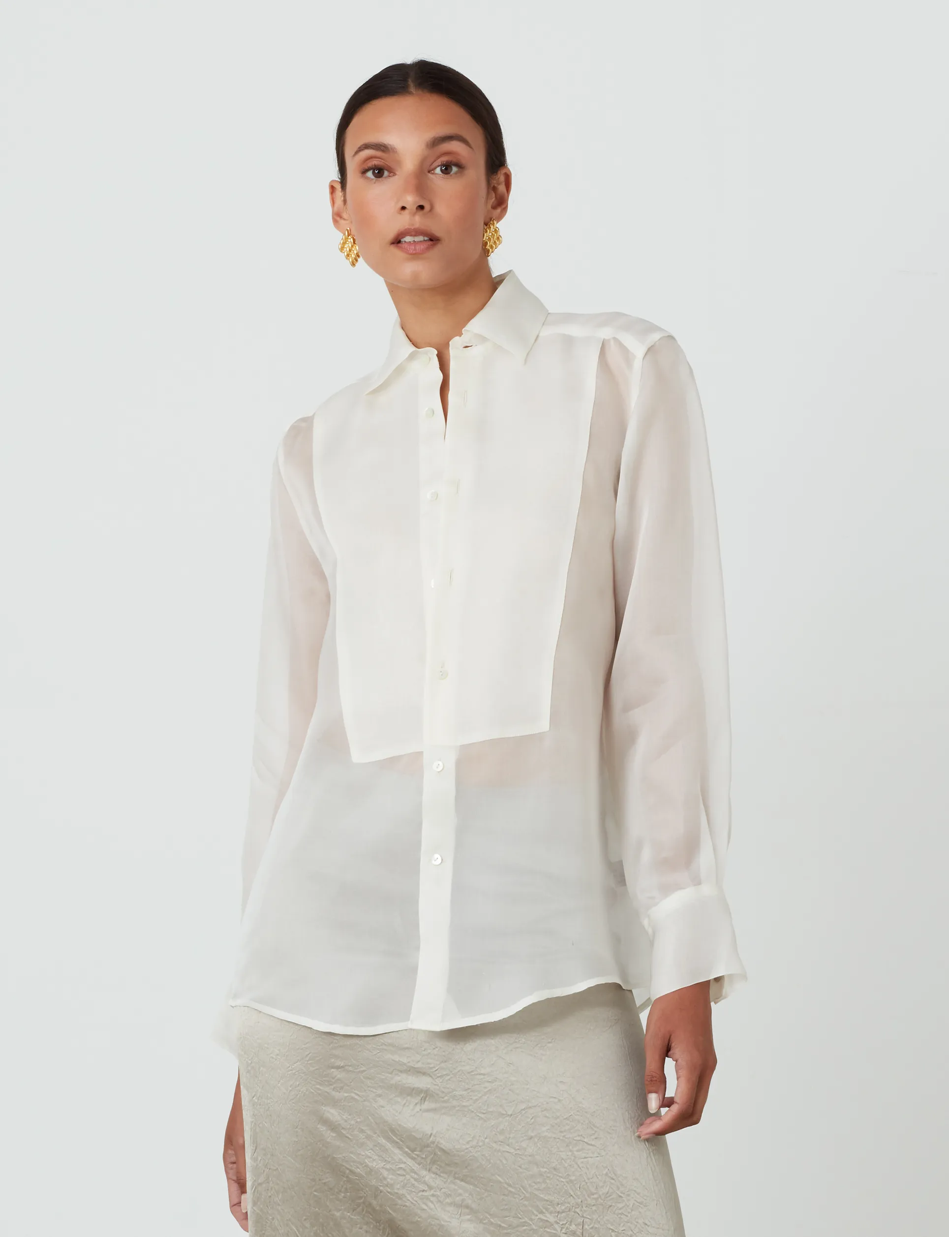 The Dress Shirt: Silk Organza, Ivory sold by With Nothing Underneath product image thumbnail 2