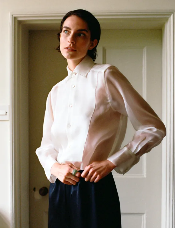 The Dress Shirt: Silk Organza, Ivory sold by With Nothing Underneath