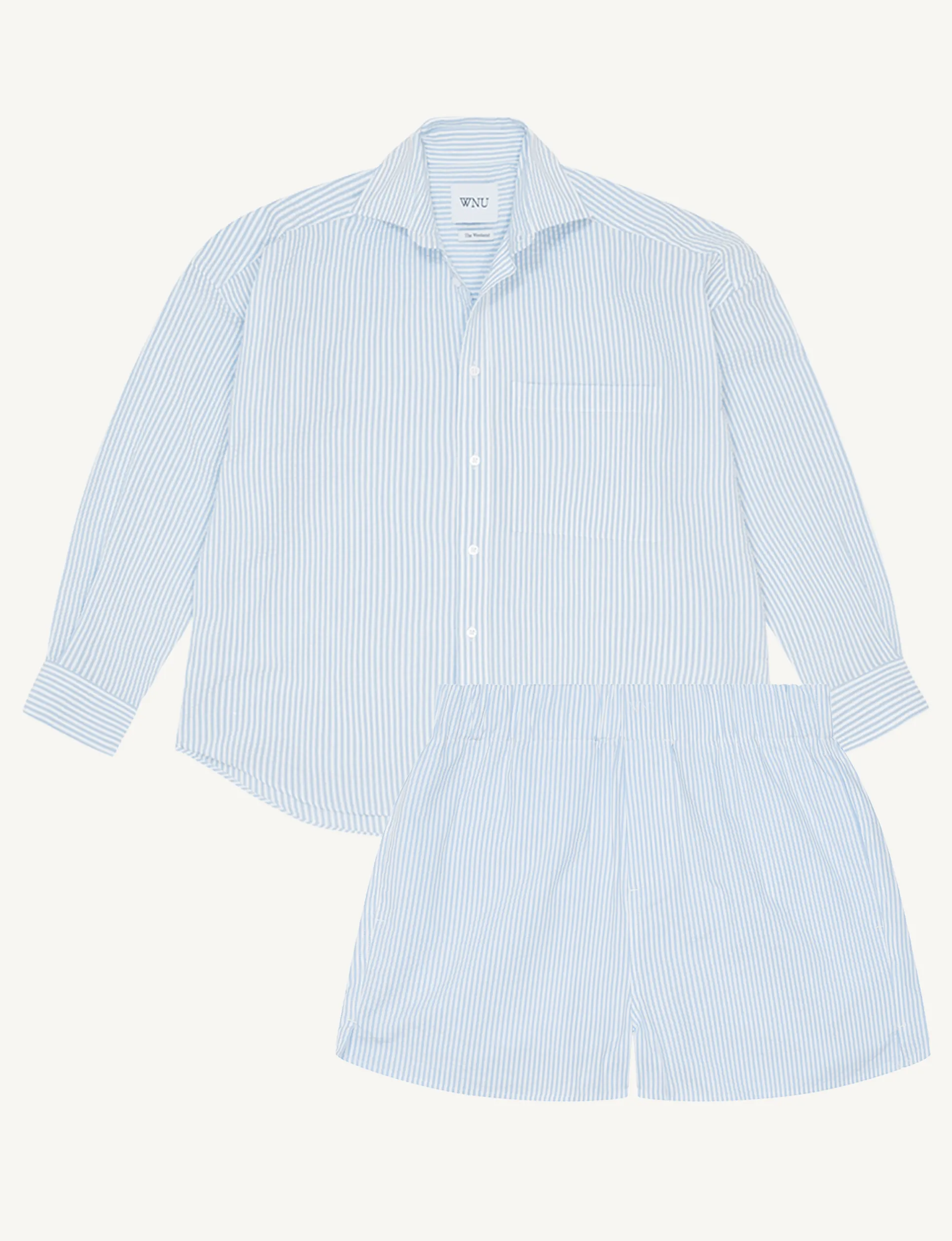 CO-ORD SET: SEERSUCKER, RAIN BLUE STRIPE sold by With Nothing Underneath product image thumbnail 2