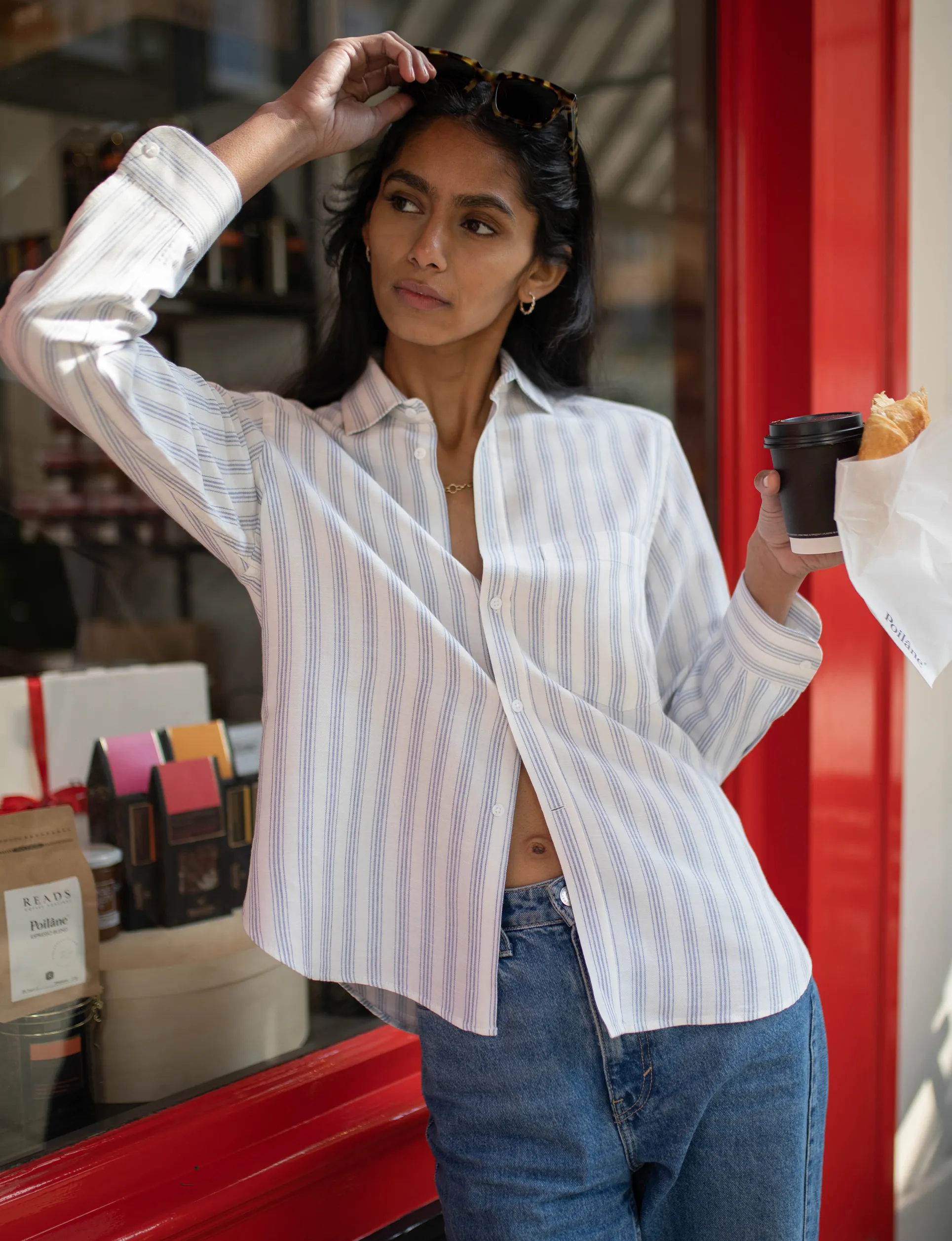 The Classic: Cotton Blend, Airforce Blue Stripe sold by With Nothing Underneath product image thumbnail 4