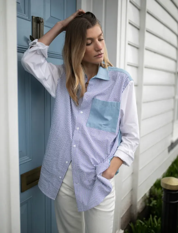 Chessie: Chambray, Blue Patchwork sold by With Nothing Underneath