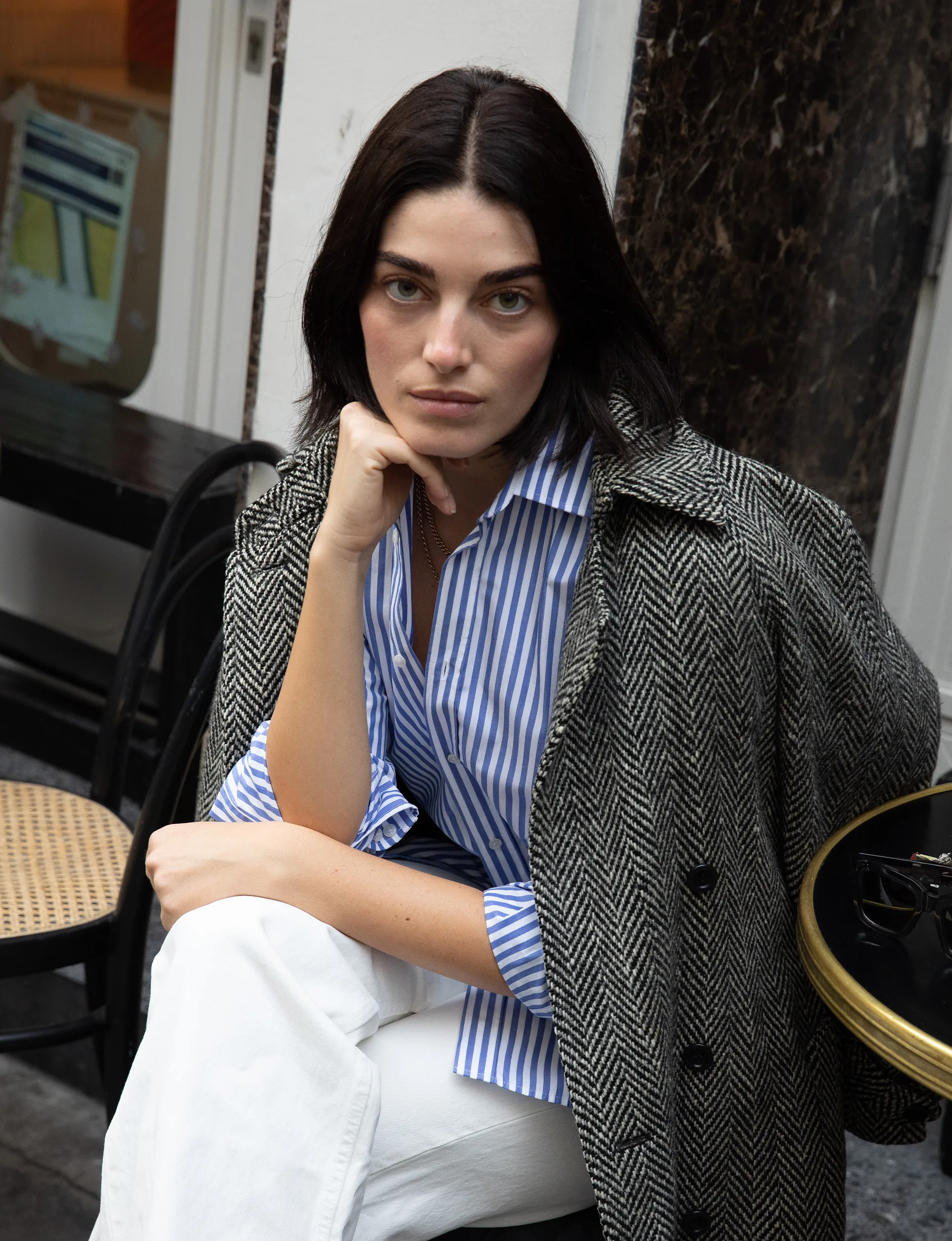 The Boyfriend: Poplin, Royal Blue Stripe sold by With Nothing Underneath