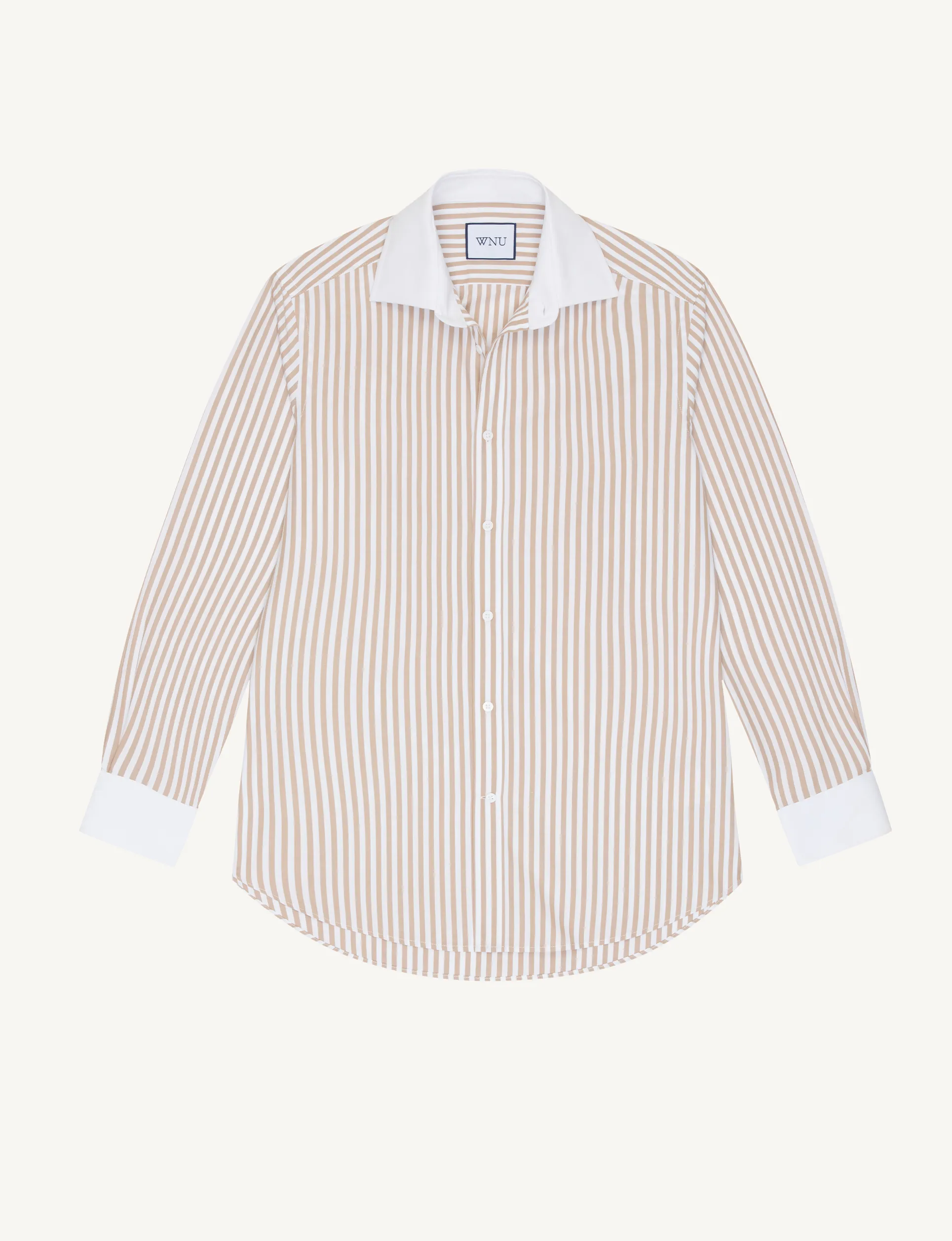 The Boyfriend Contrast: Fine Poplin, Latte Stripe sold by With Nothing Underneath product image thumbnail 3