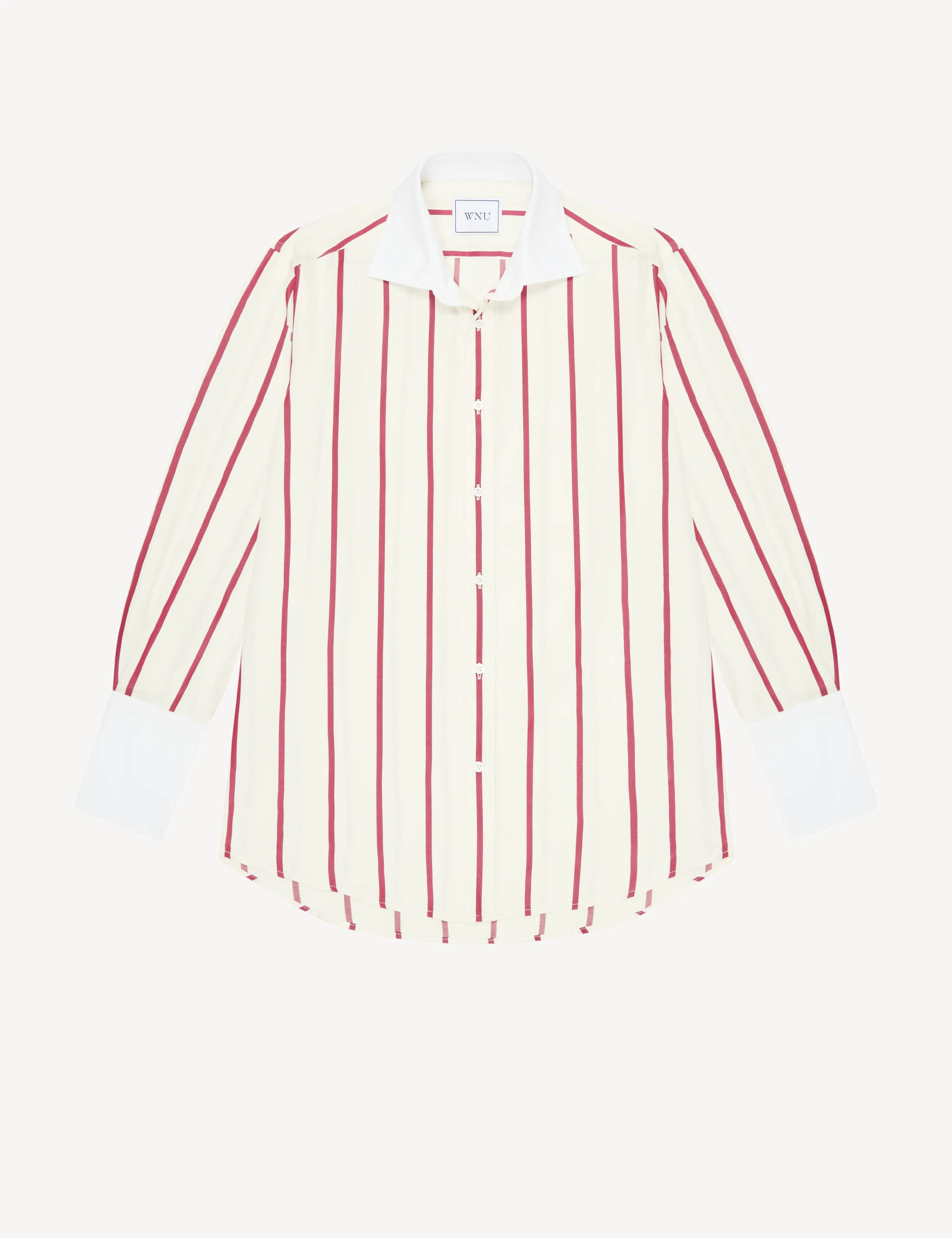 The Boyfriend Exaggerated Cuff: TENCEL™ Lyocell, Burgundy Stripe sold by With Nothing Underneath product image thumbnail 3