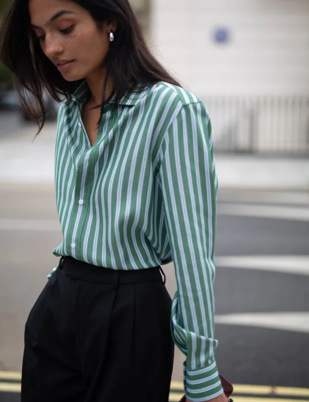 The Boyfriend: Tencel™ Lyocell, Green Multi Stripe sold by With Nothing Underneath