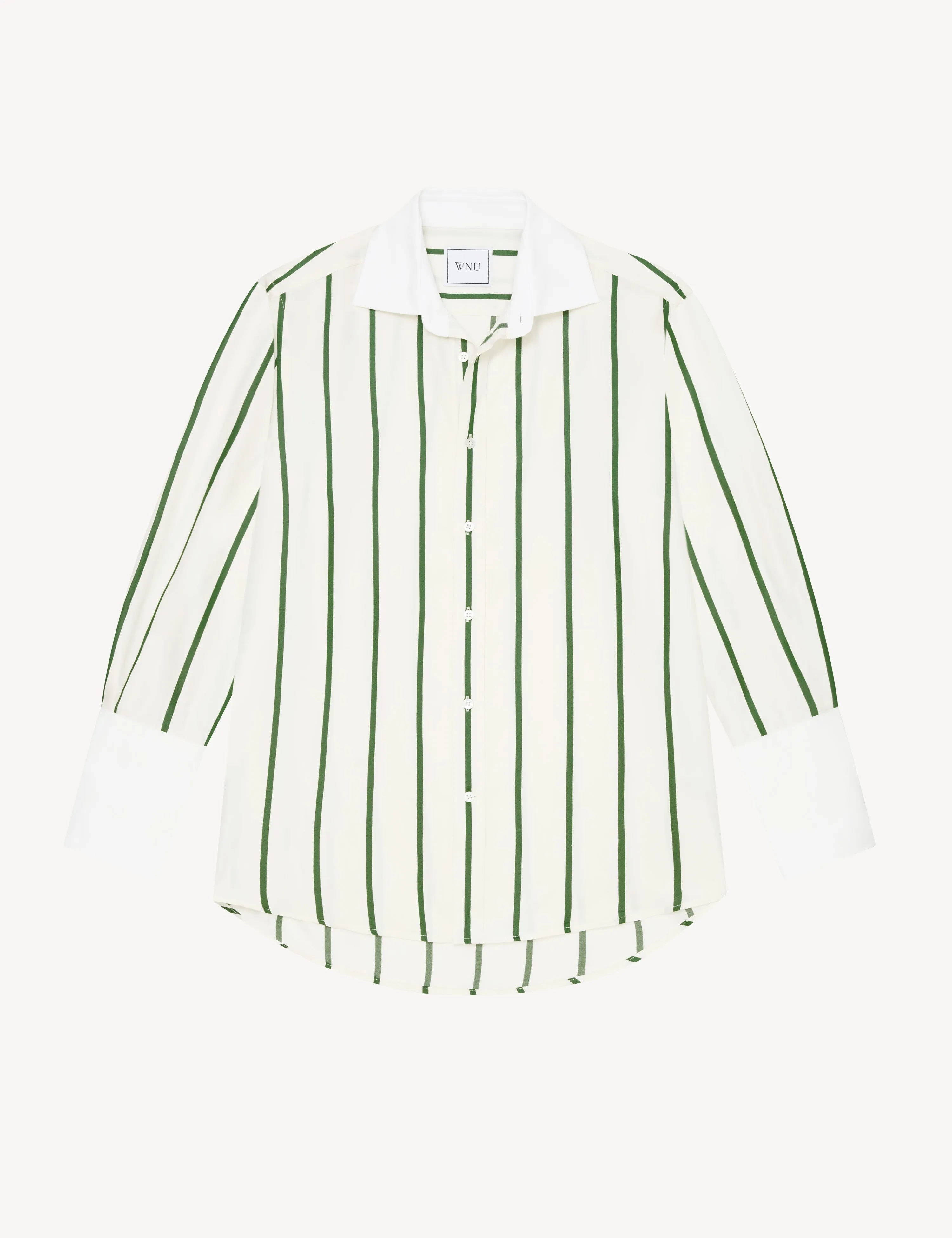 The Boyfriend Exaggerated Cuff: TENCEL™ Lyocell, Green Stripe sold by With Nothing Underneath product image thumbnail 3