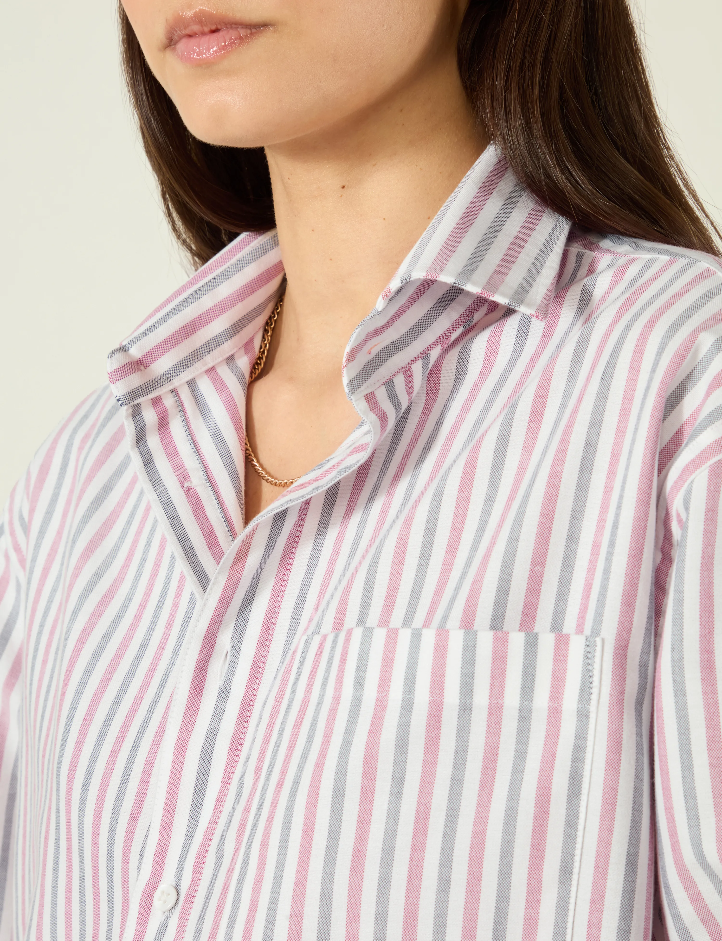 The Oversized: Oxford, Red and Navy Stripe sold by With Nothing Underneath product image thumbnail 5