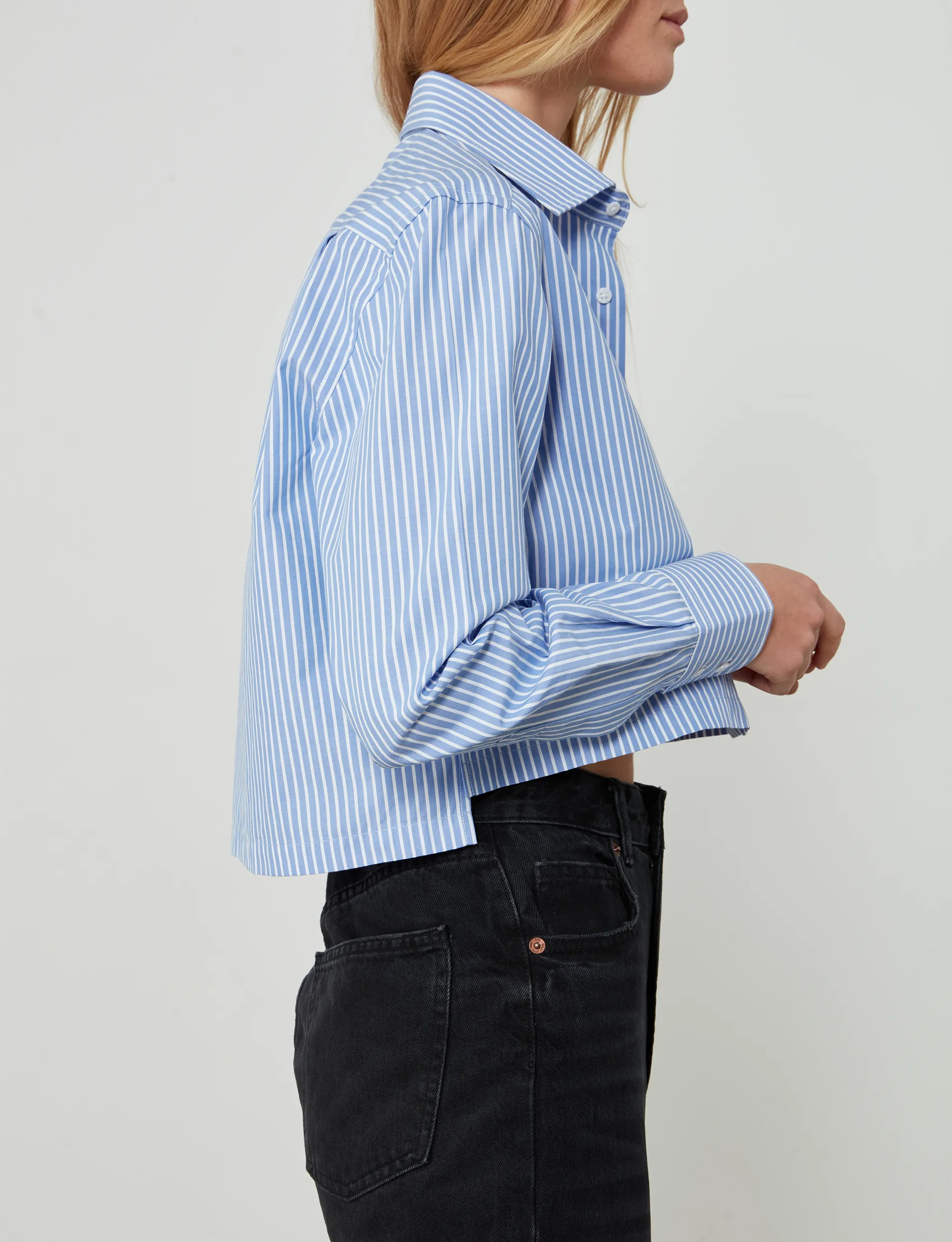 The Cropped: Fine Poplin, Inverted Pinstripe sold by With Nothing Underneath product image thumbnail 3