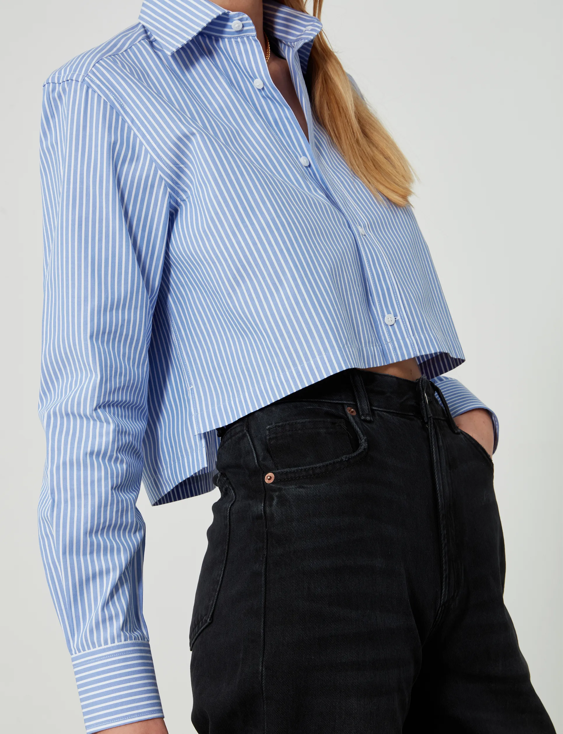 The Cropped: Fine Poplin, Inverted Pinstripe sold by With Nothing Underneath product image thumbnail 5