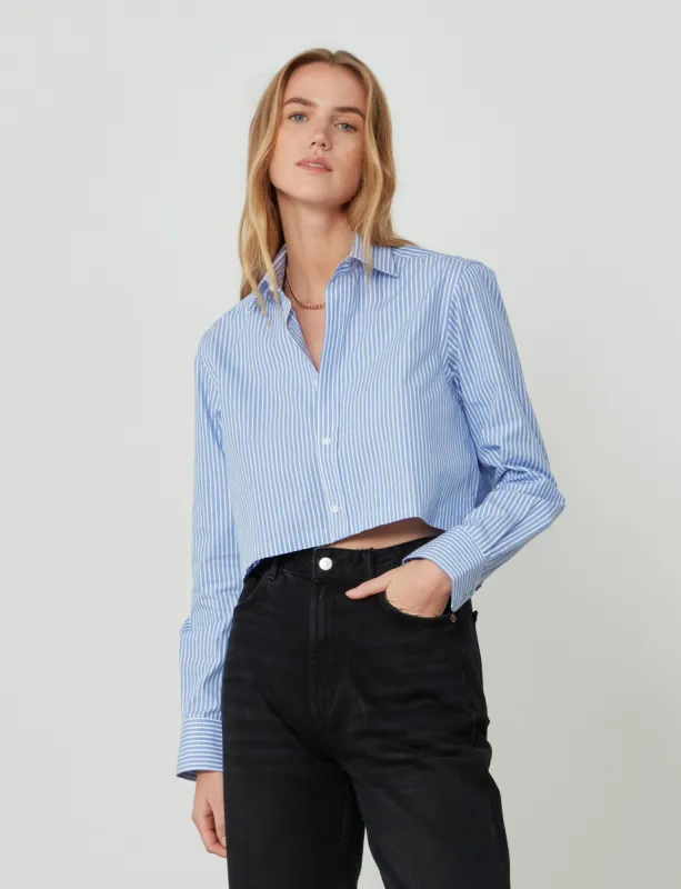 The Cropped: Fine Poplin, Inverted Pinstripe sold by With Nothing Underneath