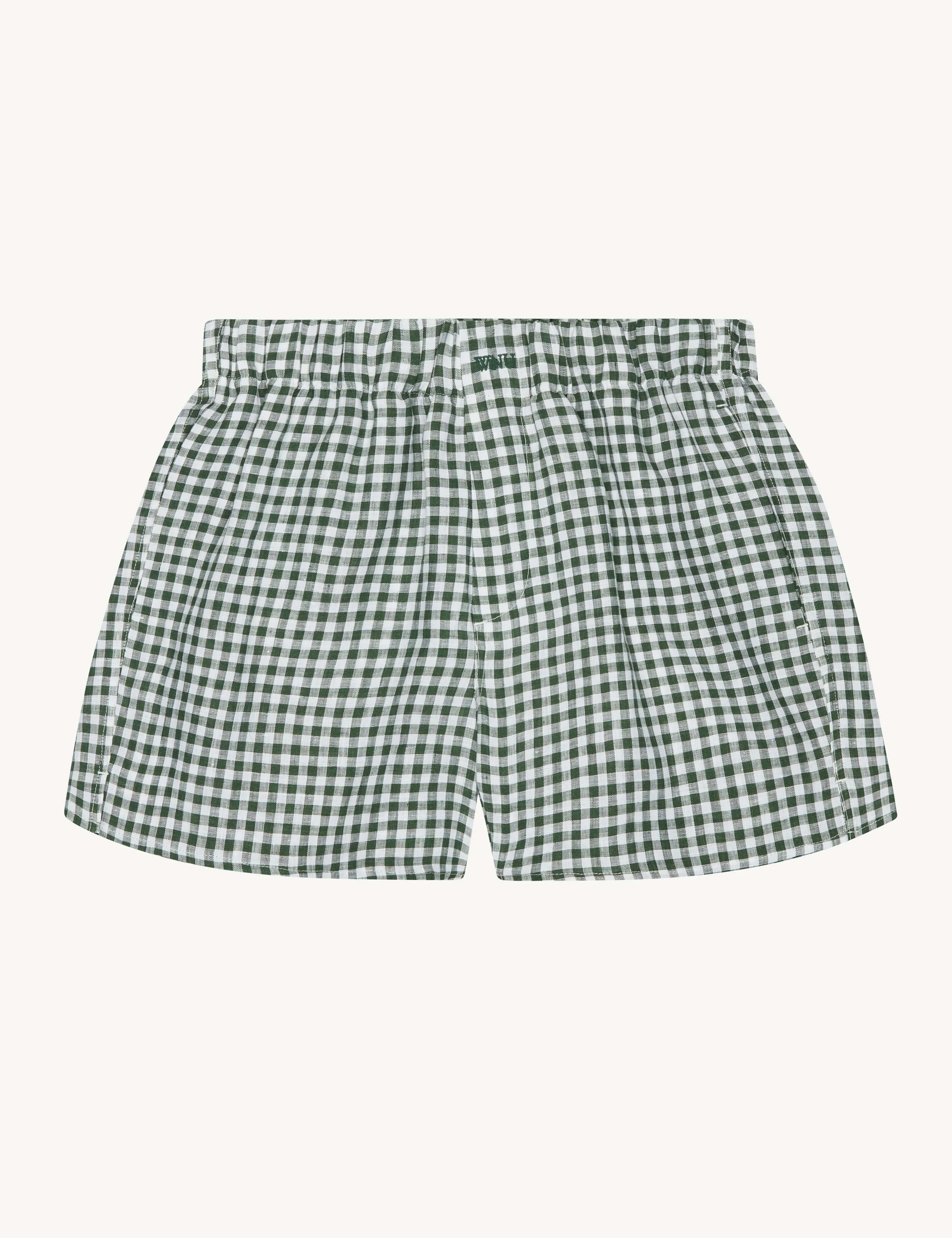 The Boxer: Linen, Green Gingham sold by With Nothing Underneath product image thumbnail 2
