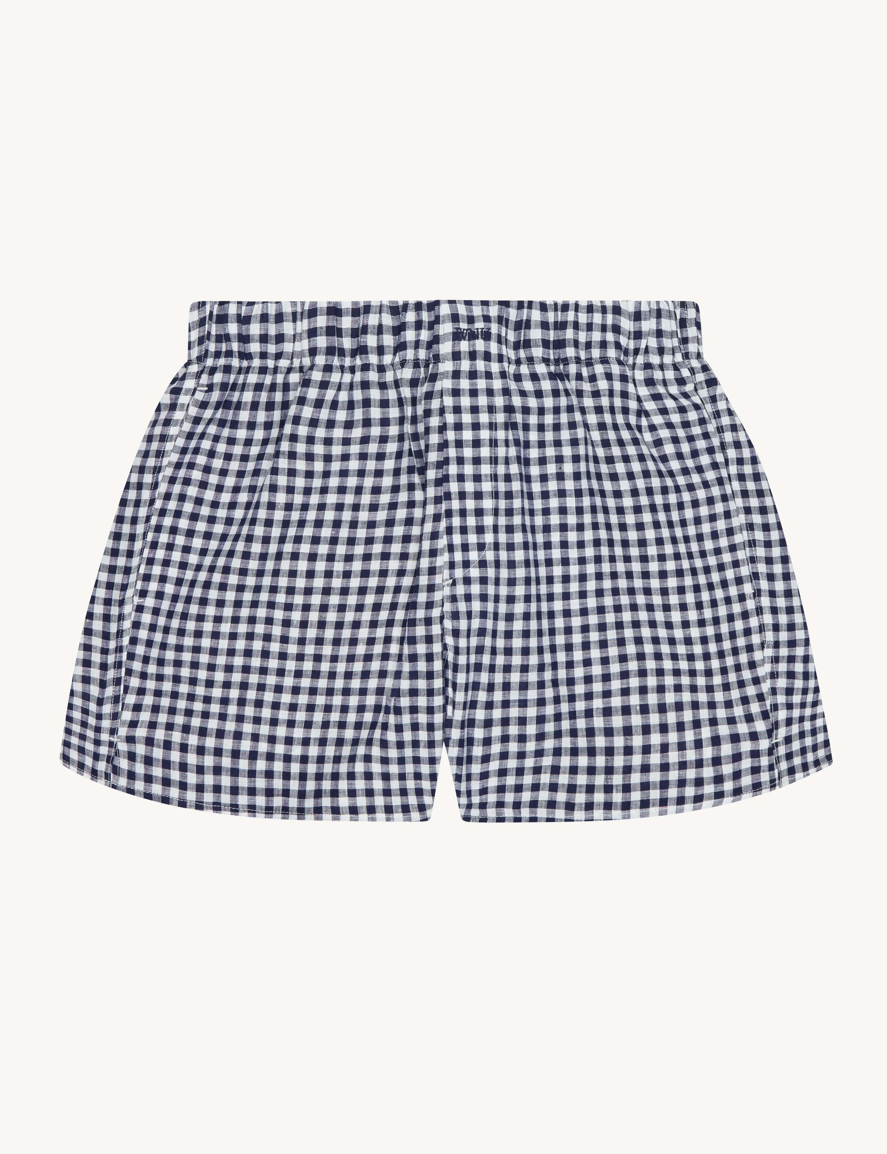 The Boxer: Linen, Navy Blue Gingham sold by With Nothing Underneath product image thumbnail 2