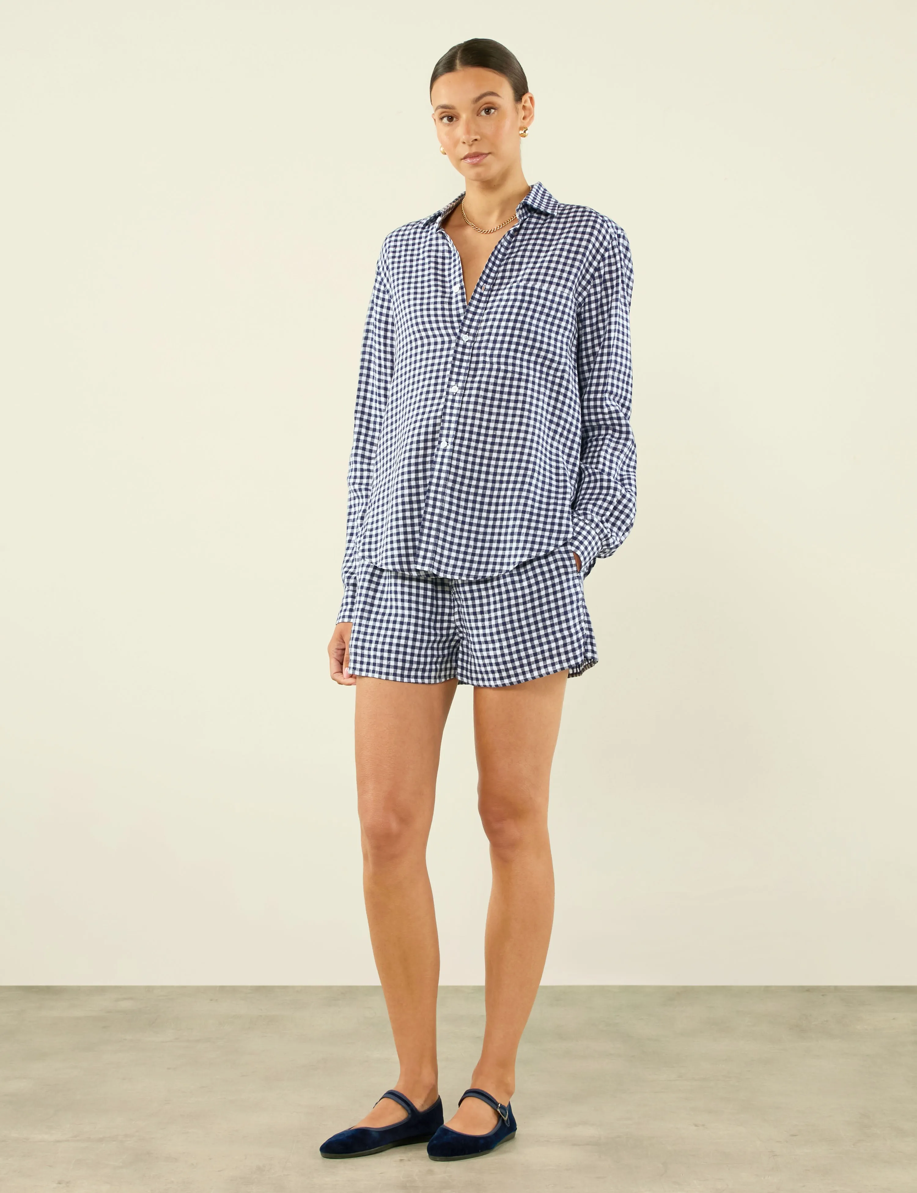 The Boxer: Linen, Navy Blue Gingham sold by With Nothing Underneath product image thumbnail 3