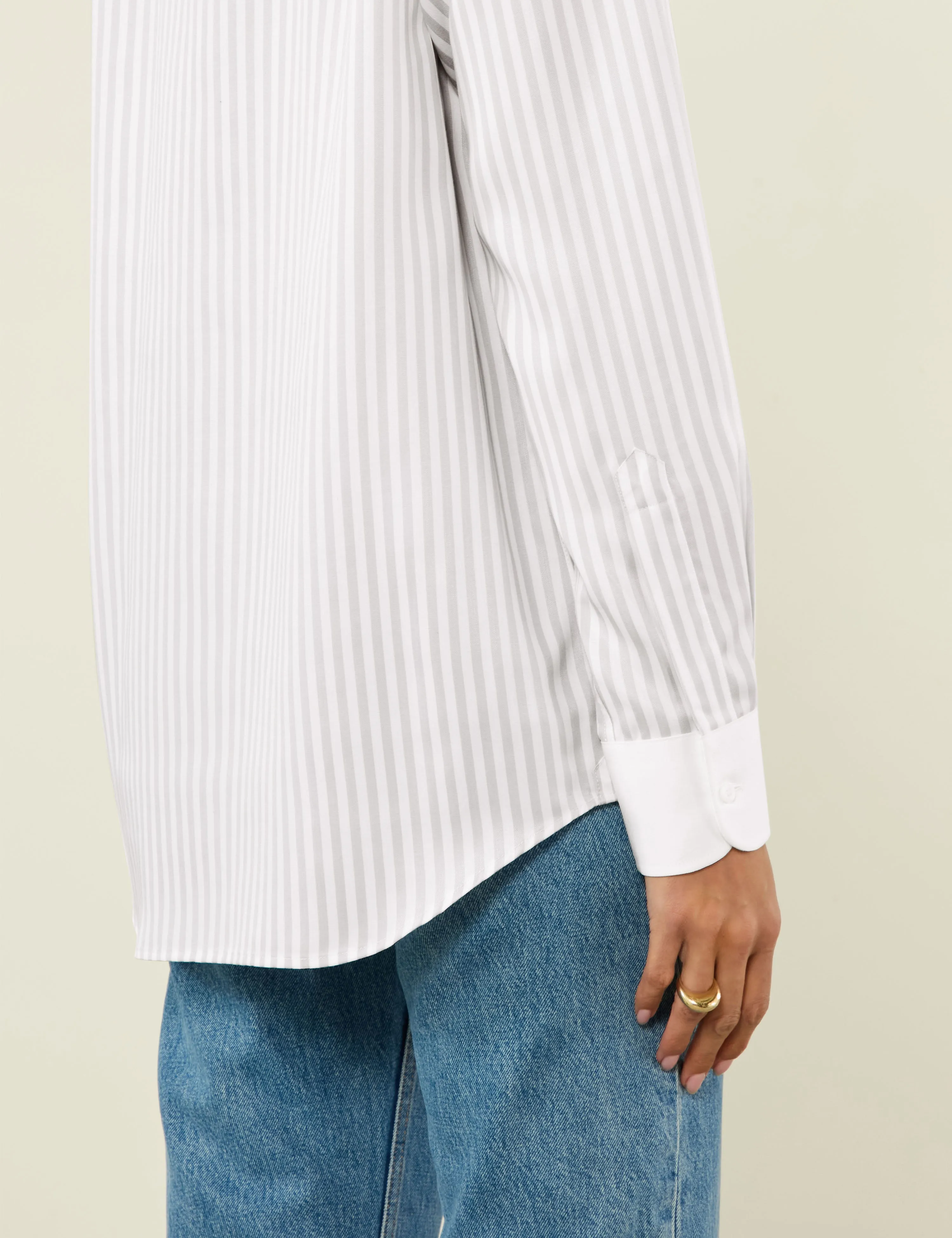 The Boyfriend Contrast: TENCEL™ Lyocell, Silver Stripe sold by With Nothing Underneath product image thumbnail 5