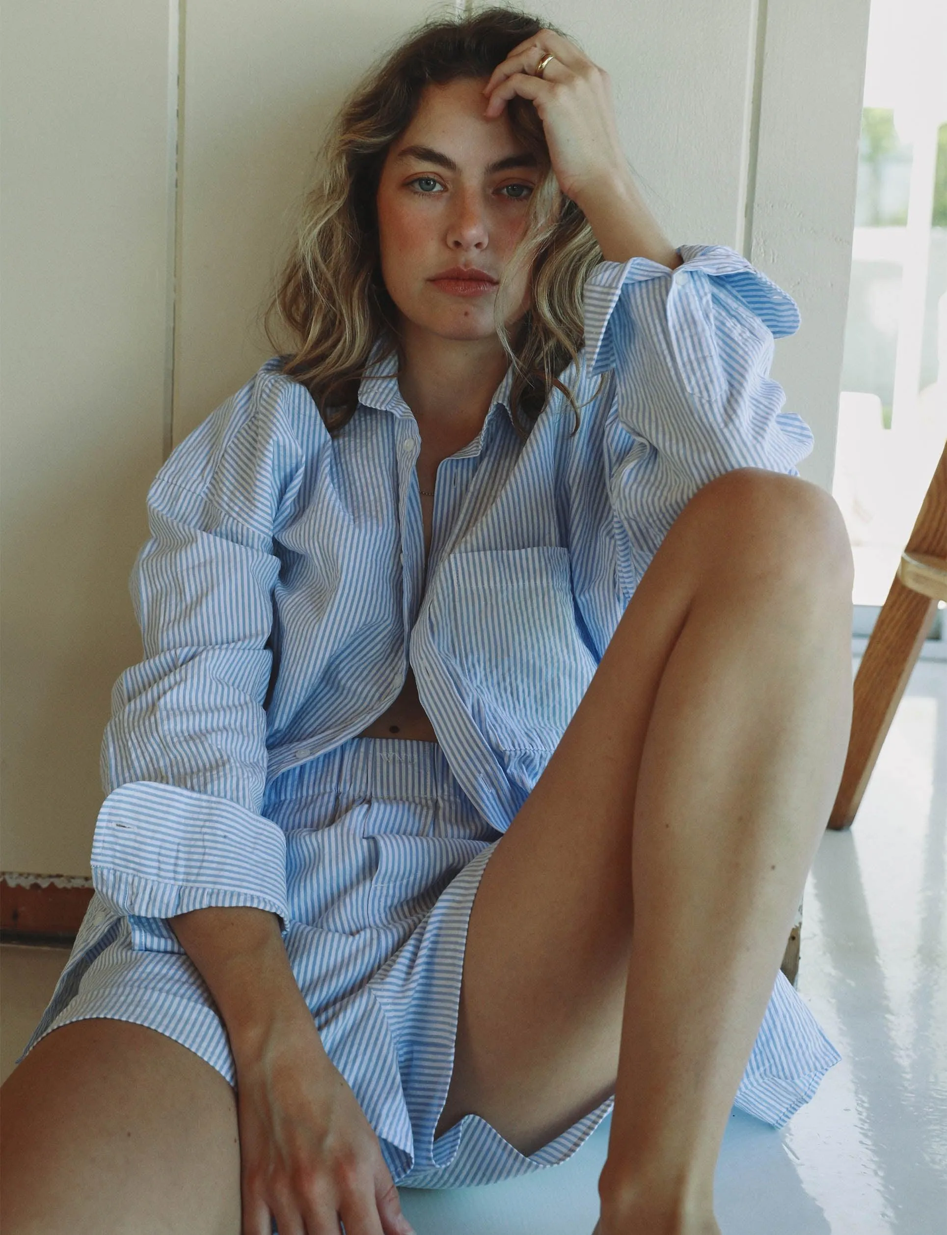 The Boxer: Seersucker, Rain Blue Stripe NYPOPUP sold by With Nothing Underneath product image thumbnail 3