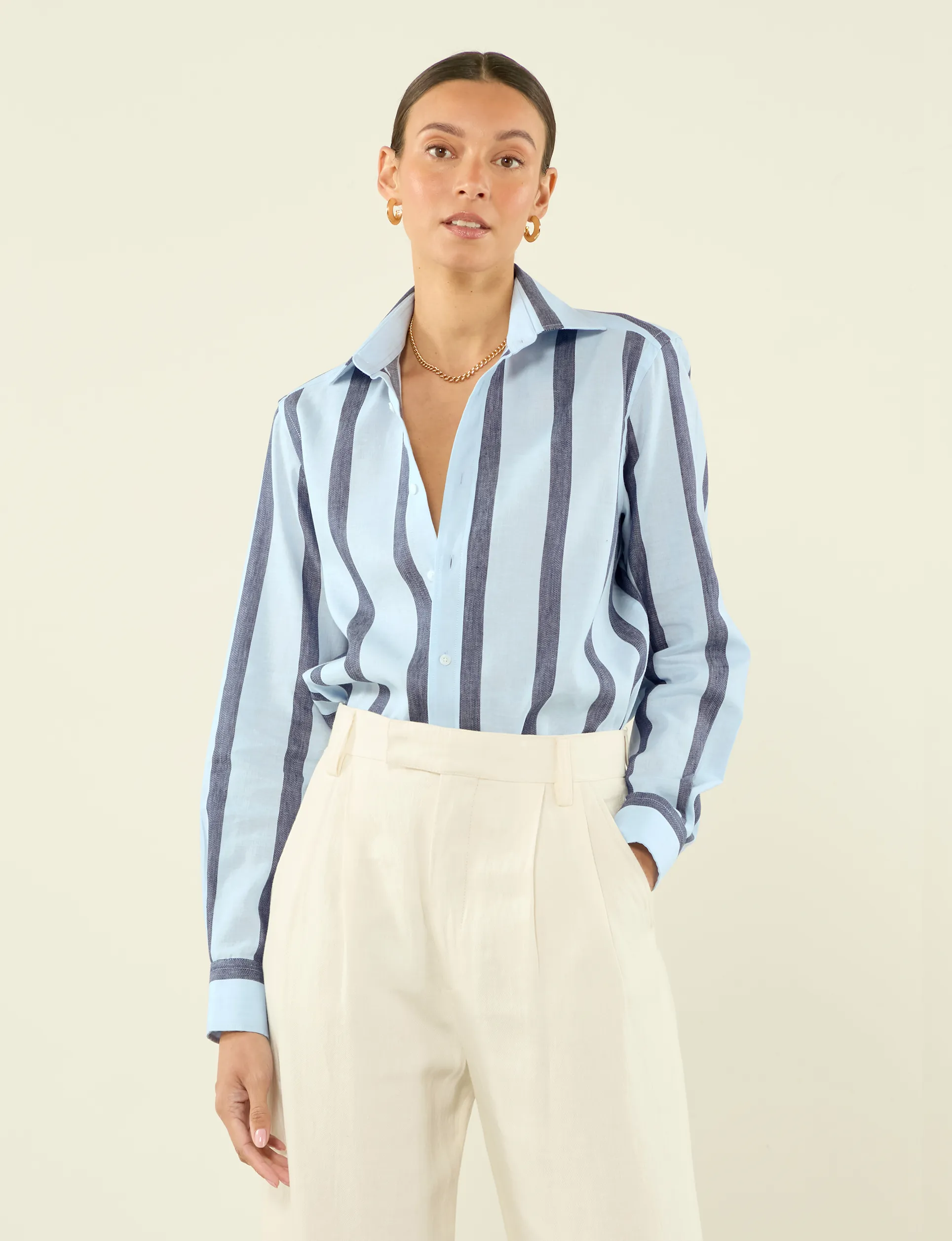 The Boyfriend: Weave, Blue and Navy Stripe sold by With Nothing Underneath product image thumbnail 2