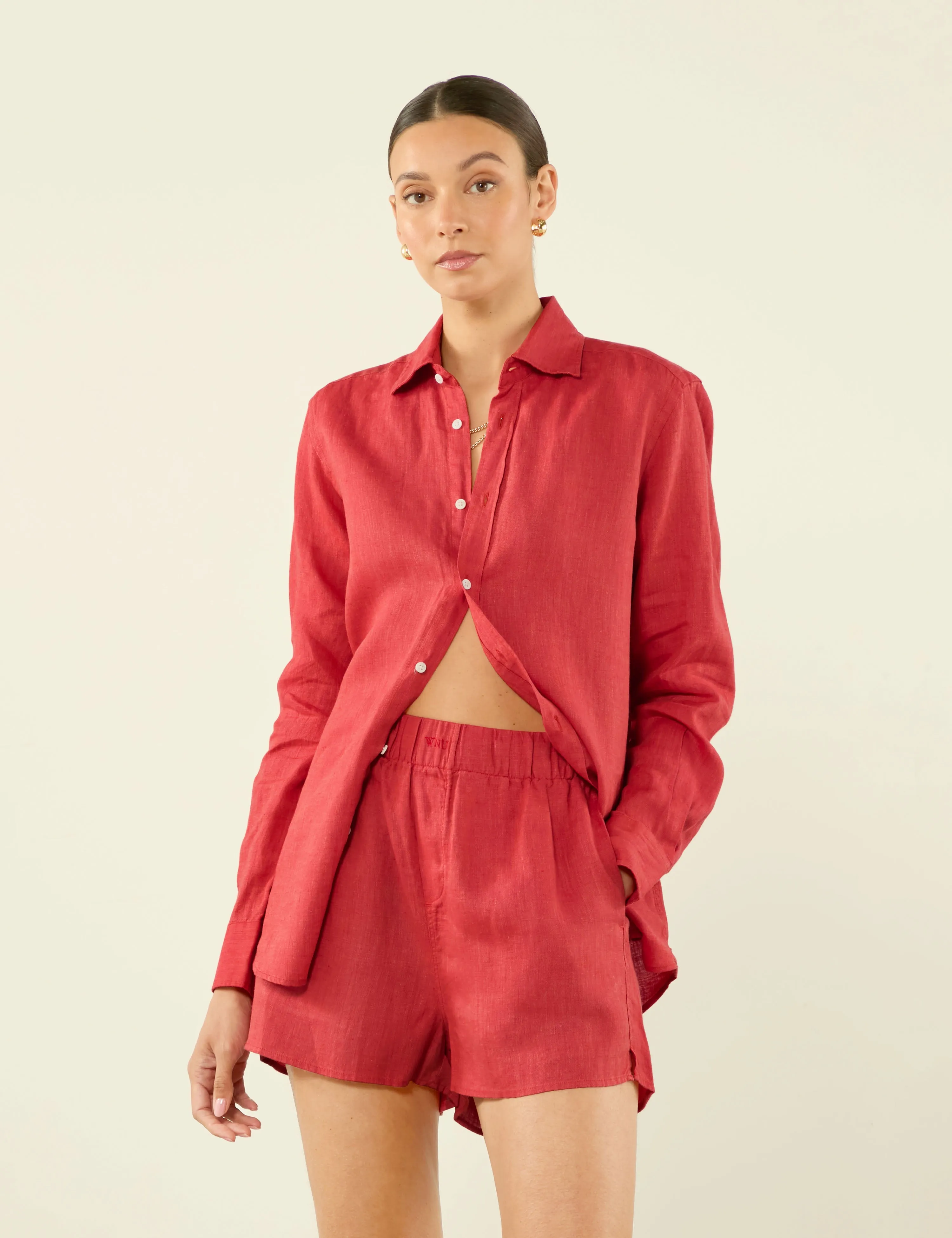 The Boxer: Linen, Cardinal Red sold by With Nothing Underneath