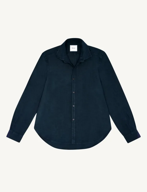 The Classic: Linen, Navy Blue sold by With Nothing Underneath