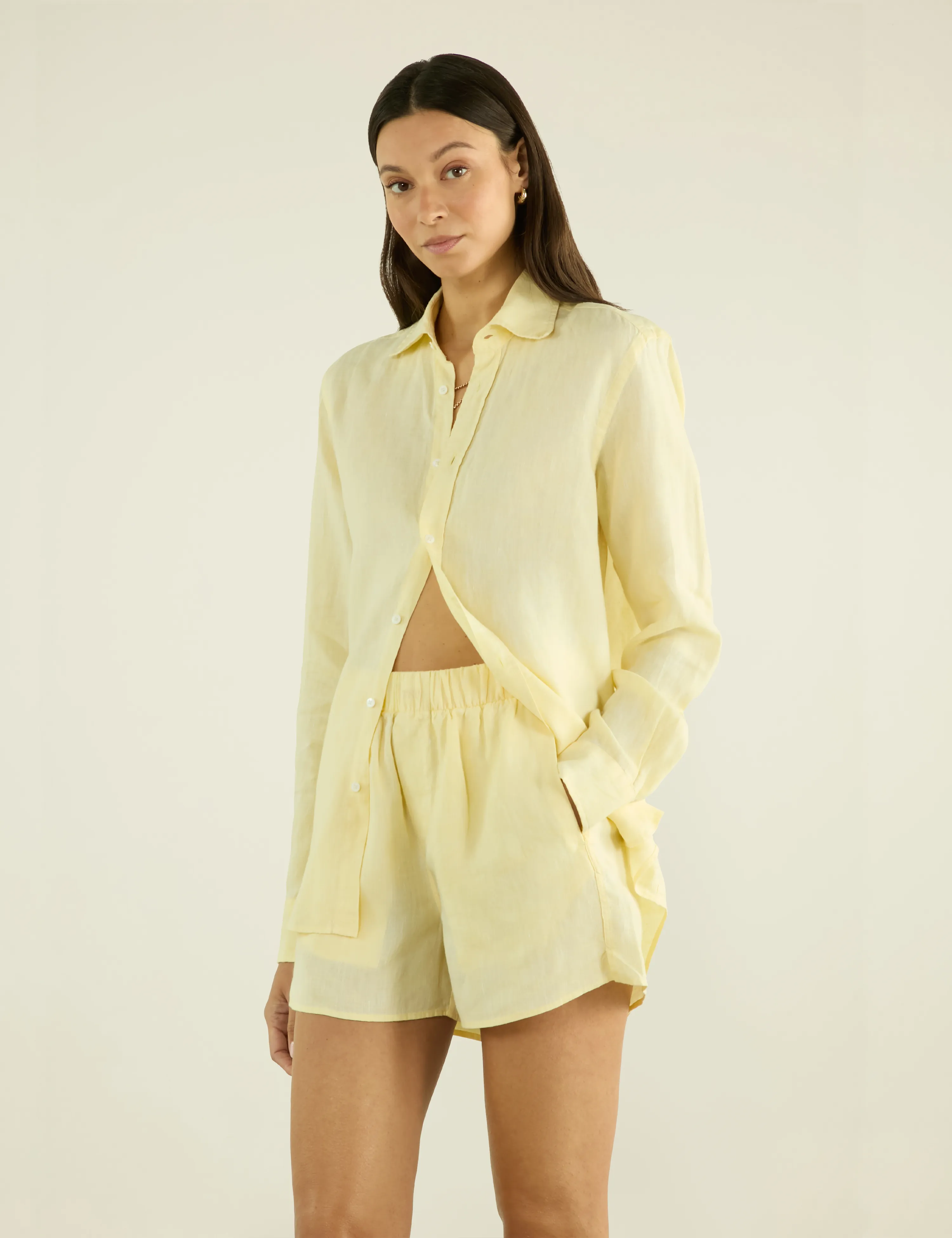 The Boxer: Linen, Lemon Yellow sold by With Nothing Underneath