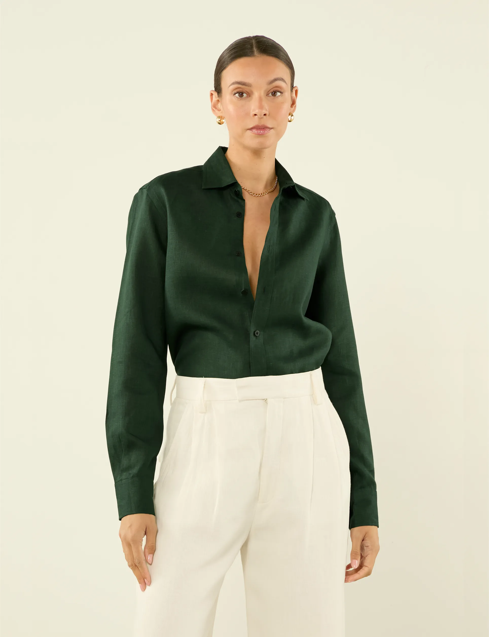 The Boyfriend: Linen, Hunter Green sold by With Nothing Underneath product image thumbnail 2