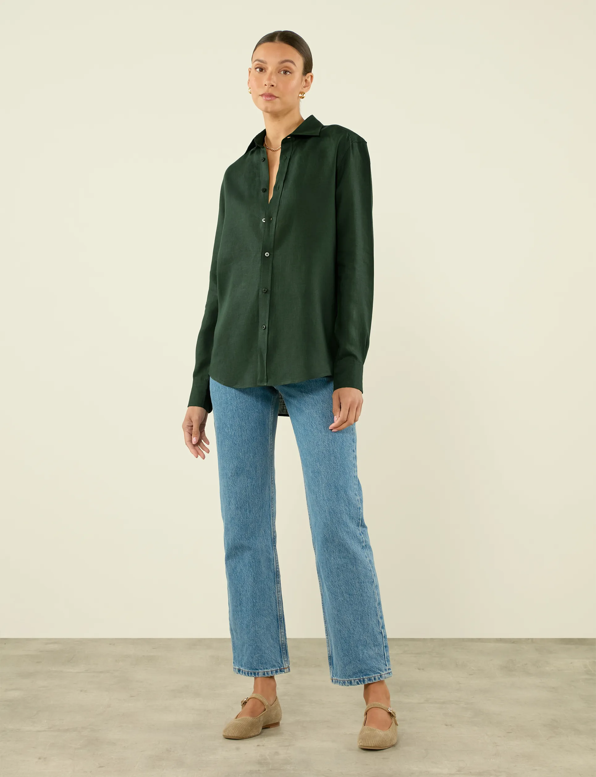 The Boyfriend: Linen, Hunter Green sold by With Nothing Underneath product image thumbnail 4