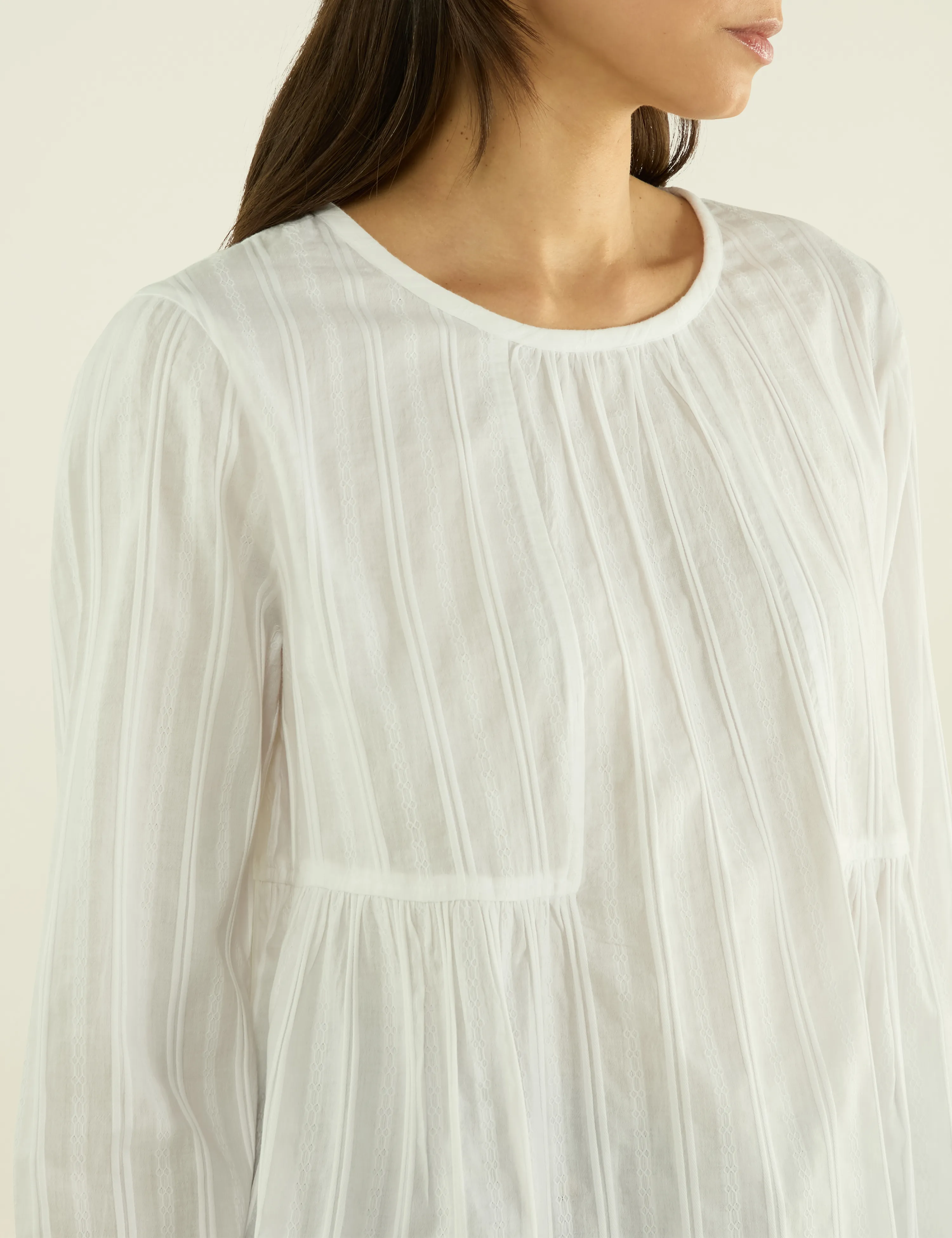 Pimlico Blouse: Cotton Voile, White Double Stripe sold by With Nothing Underneath product image thumbnail 5