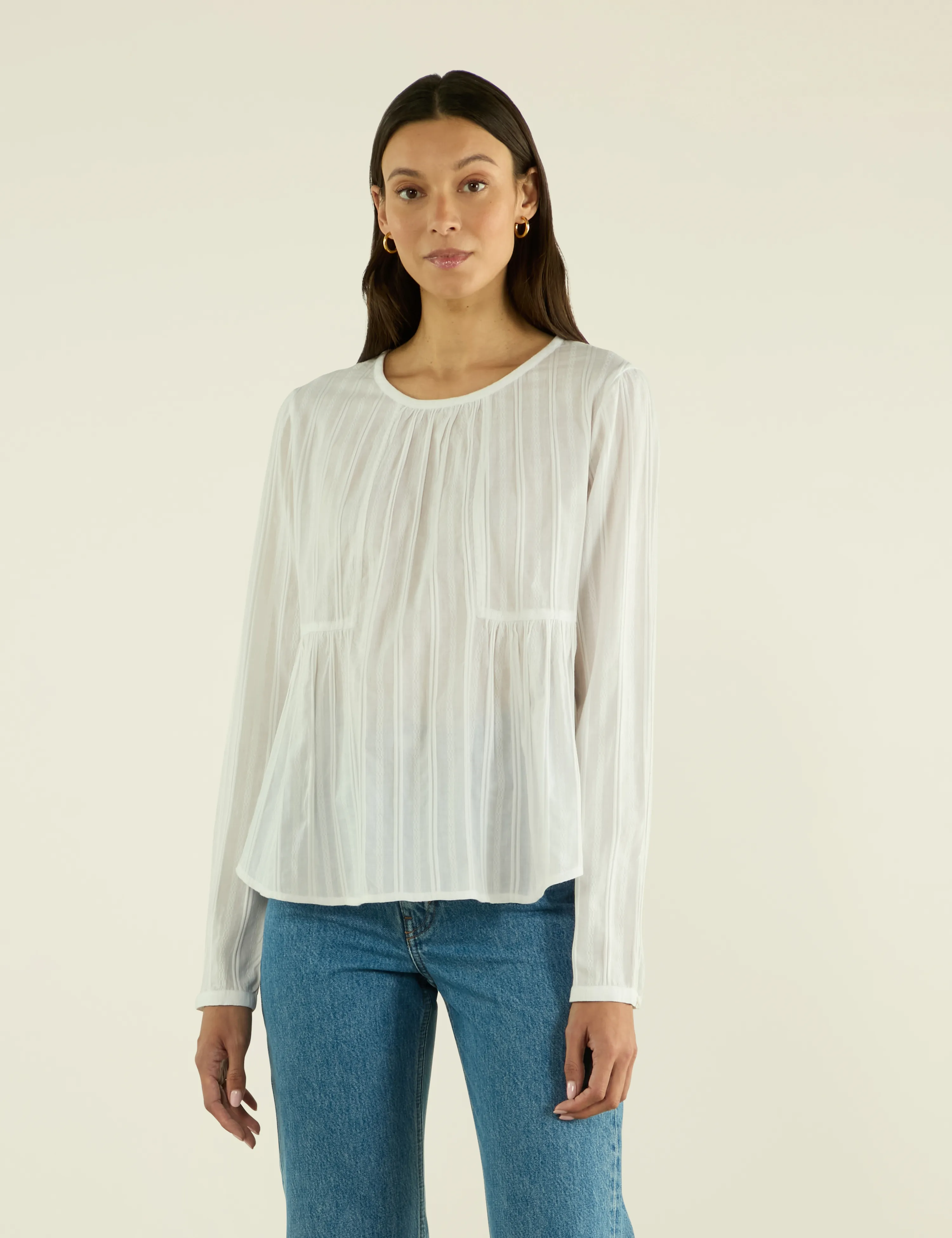 Pimlico Blouse: Cotton Voile, White Double Stripe sold by With Nothing Underneath product image thumbnail 2