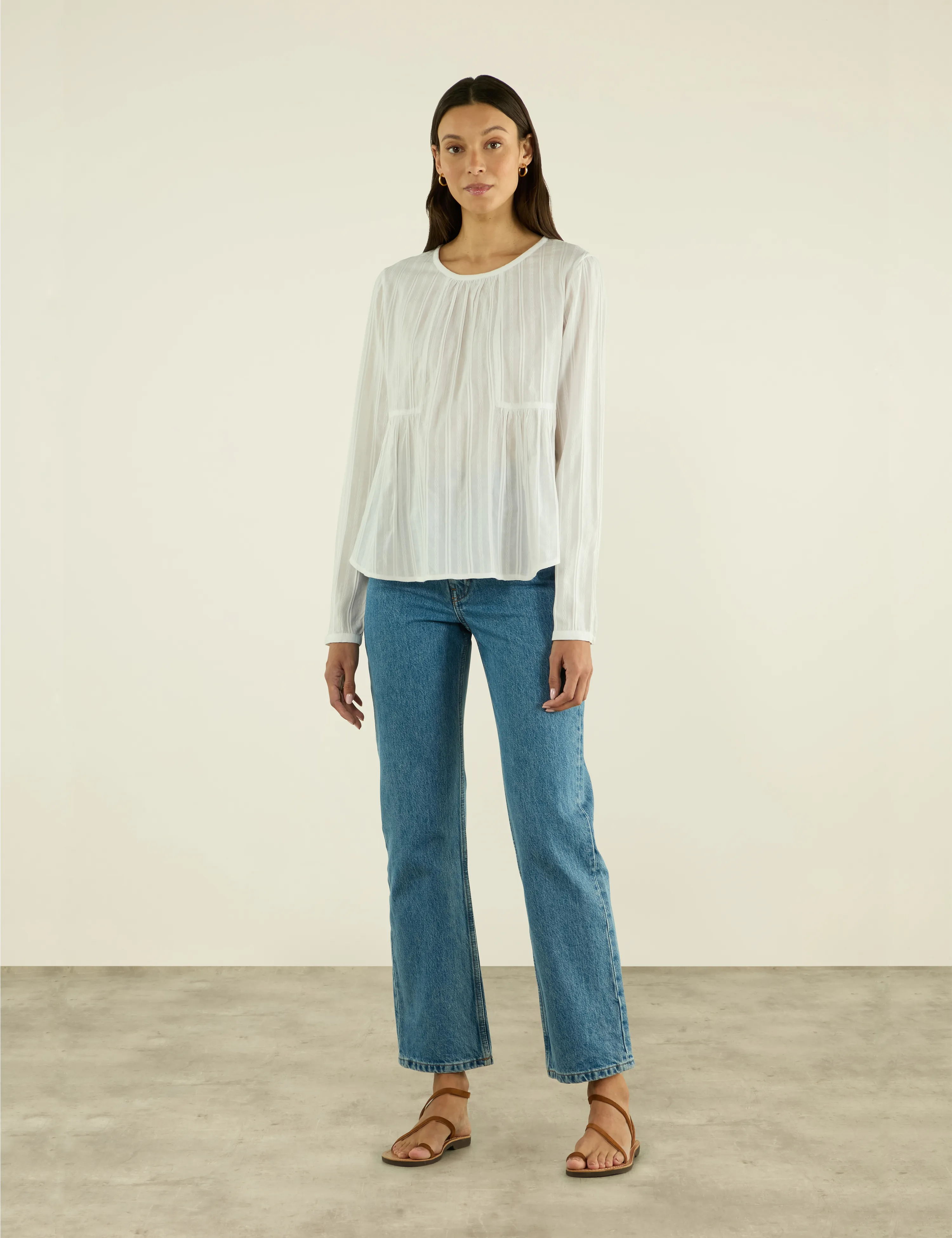 Pimlico Blouse: Cotton Voile, White Double Stripe sold by With Nothing Underneath product image thumbnail 4