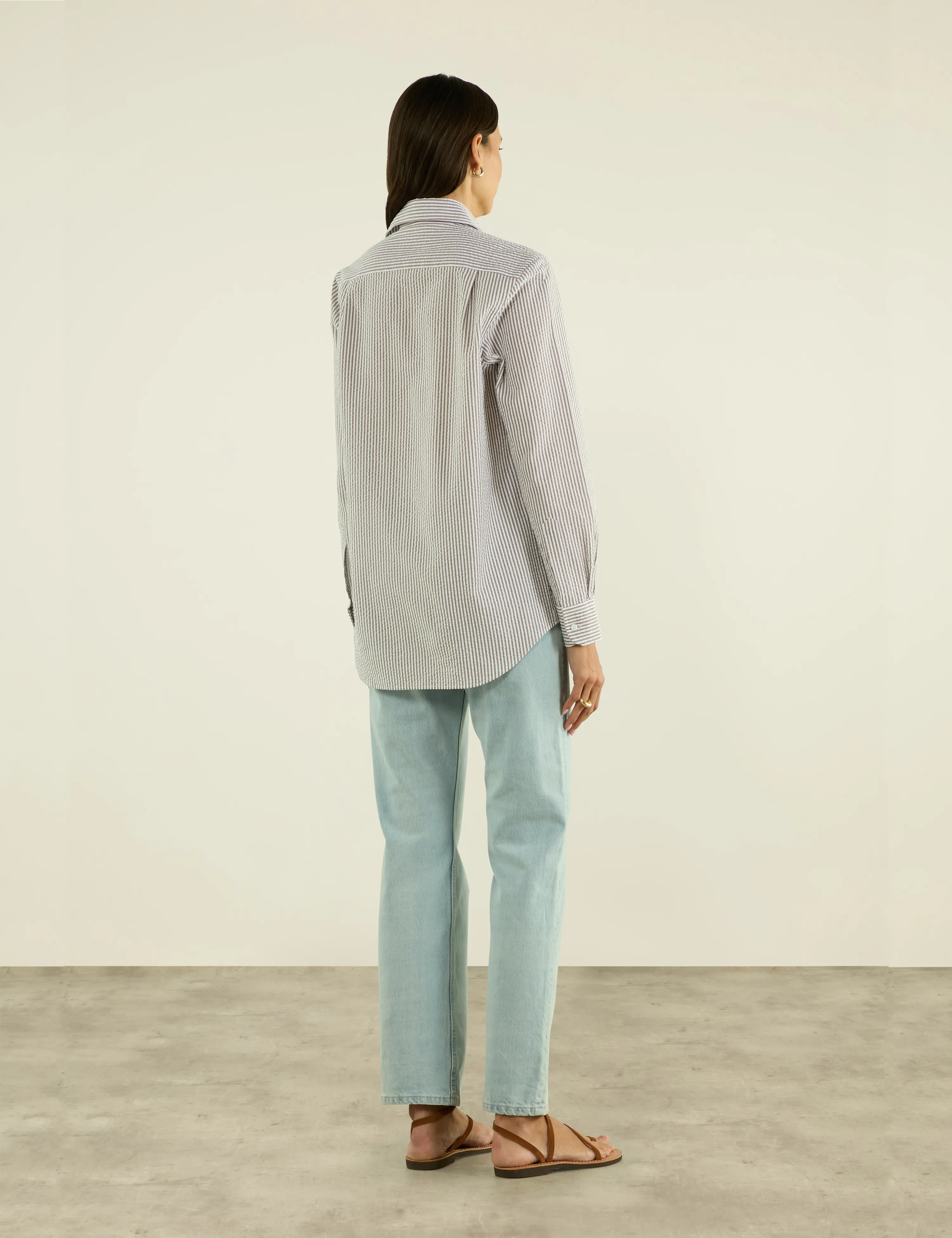 The Boyfriend: Seersucker, Mocha Stripe sold by With Nothing Underneath product image thumbnail 4