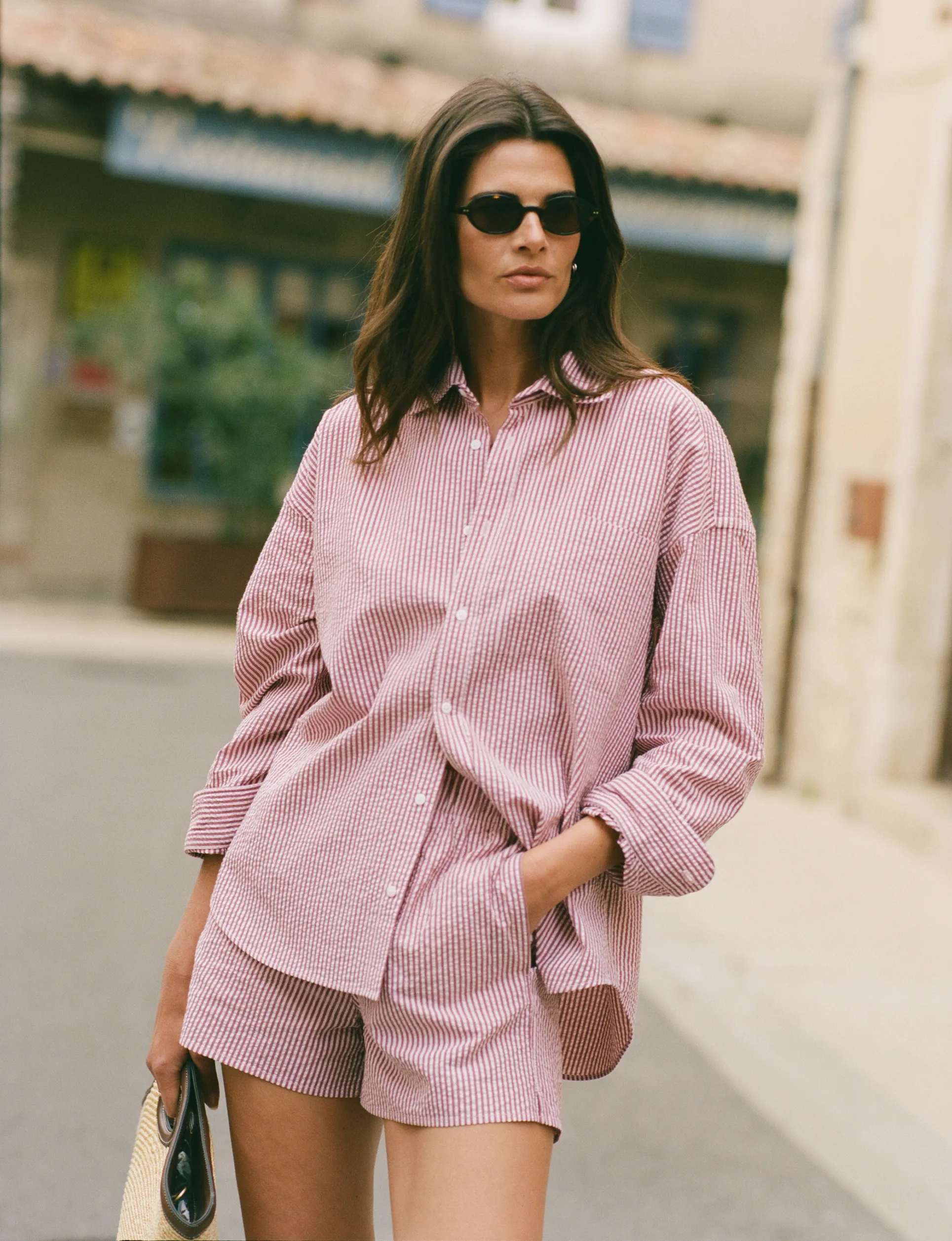 The Boxer: Seersucker, Pink and Berry Stripe sold by With Nothing Underneath