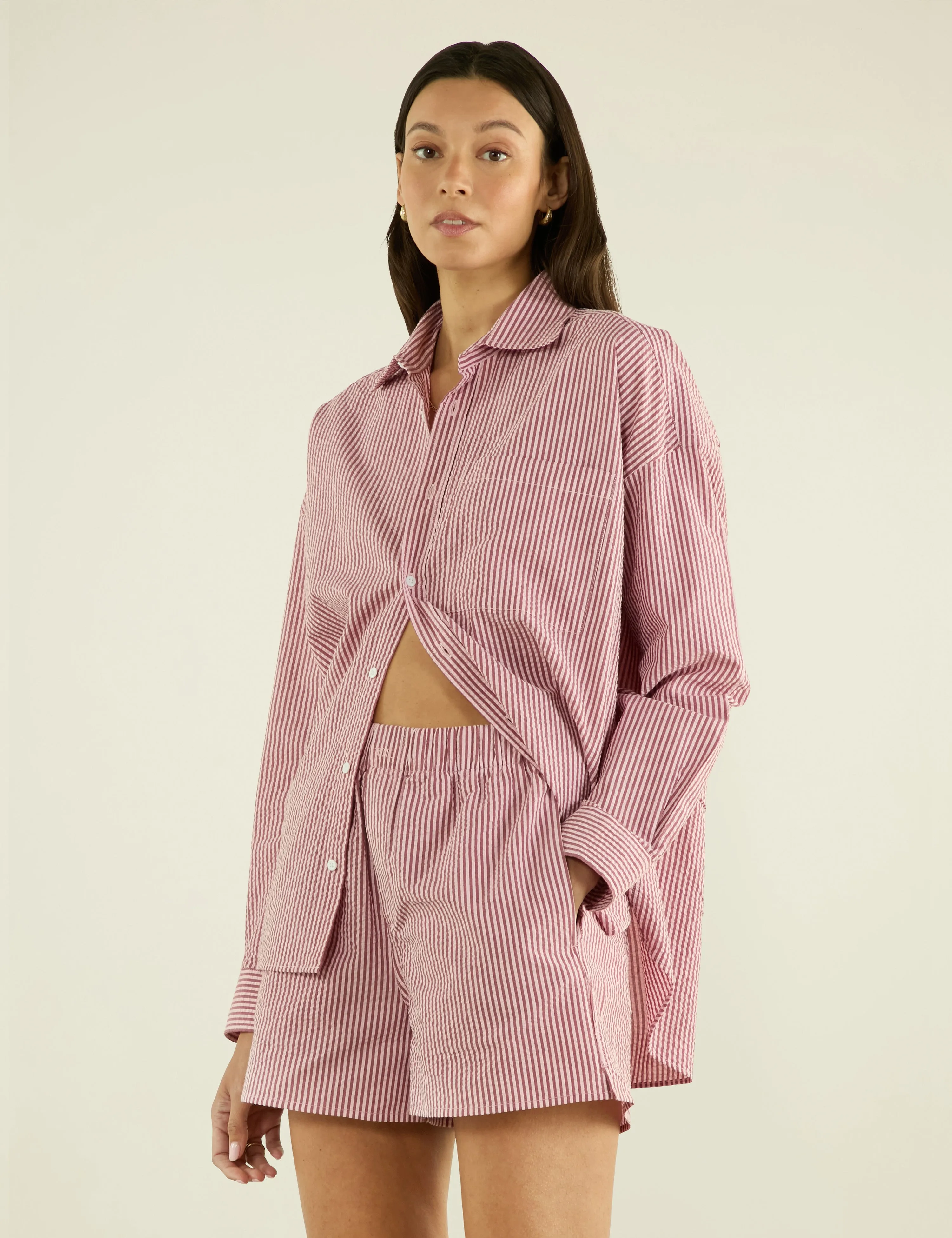 The Boxer: Seersucker, Pink and Berry Stripe sold by With Nothing Underneath product image thumbnail 2