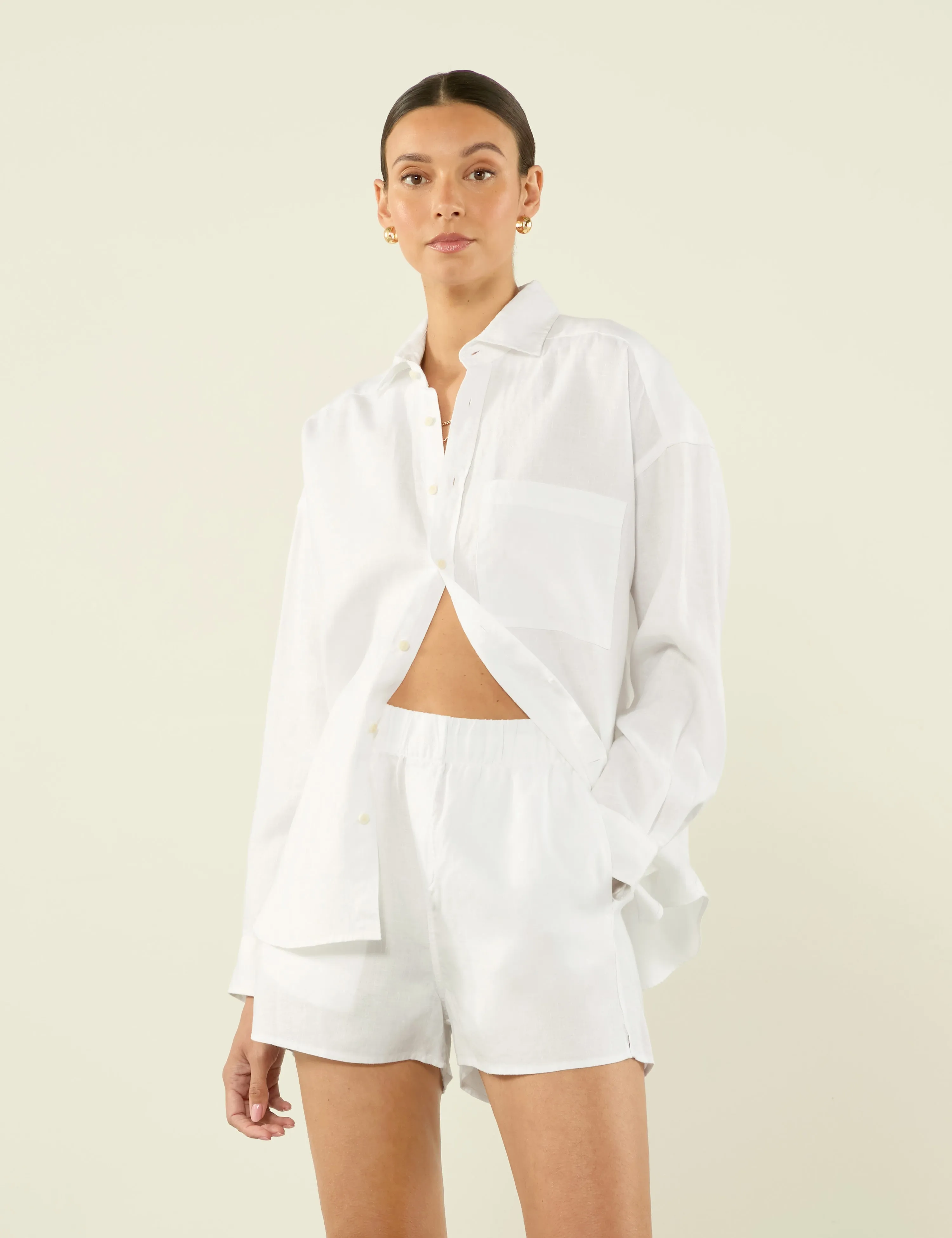 The Weekend: Hemp Shirt & Boxer Set, White sold by With Nothing Underneath product image thumbnail 2